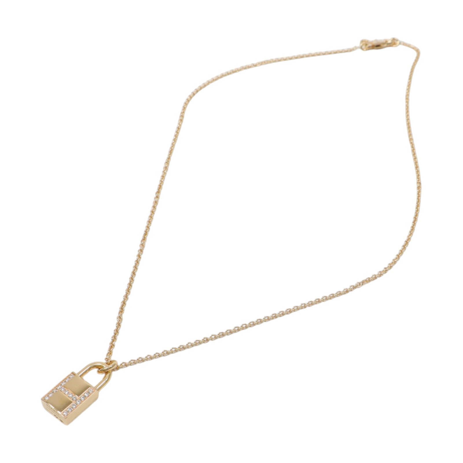 HERMES 18K玫瑰金Kelly Cadenas Pendant鑽石項鍊