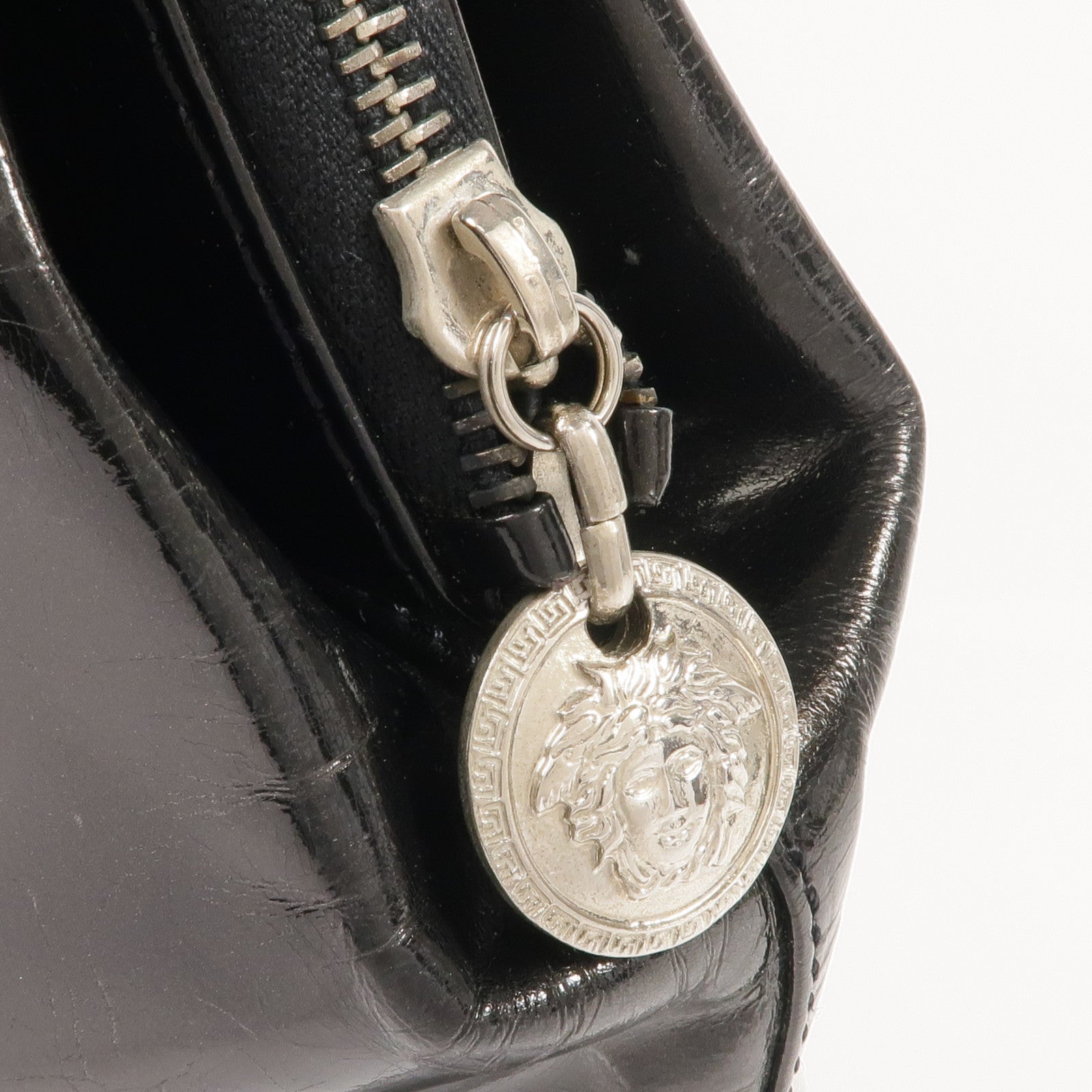 VERSACE 【激減優惠】漆皮皮革Handbag銀扣手挽袋