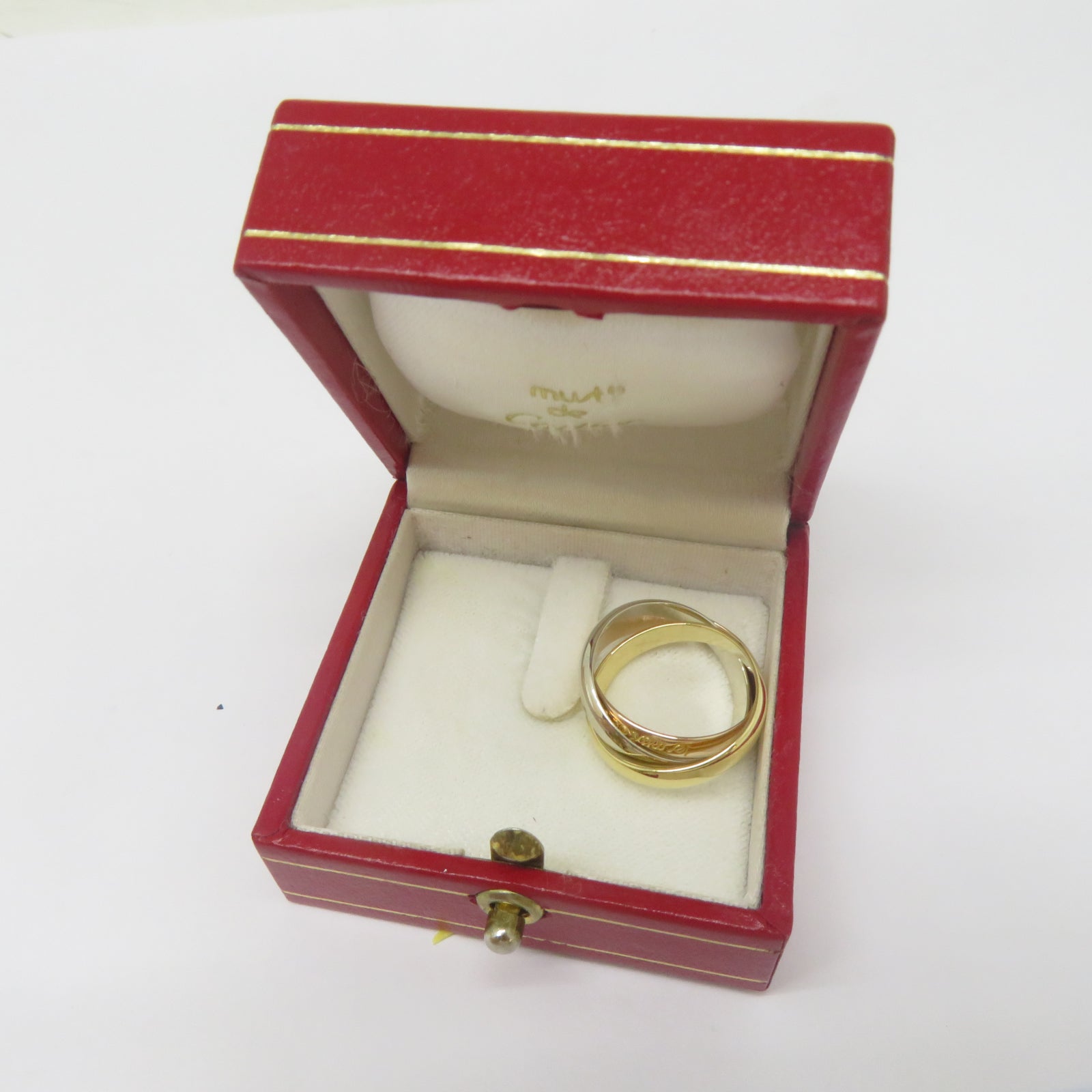 CARTIER 18K黃金/白金/玫瑰金Trinity戒指Cartier#50/US#5.25