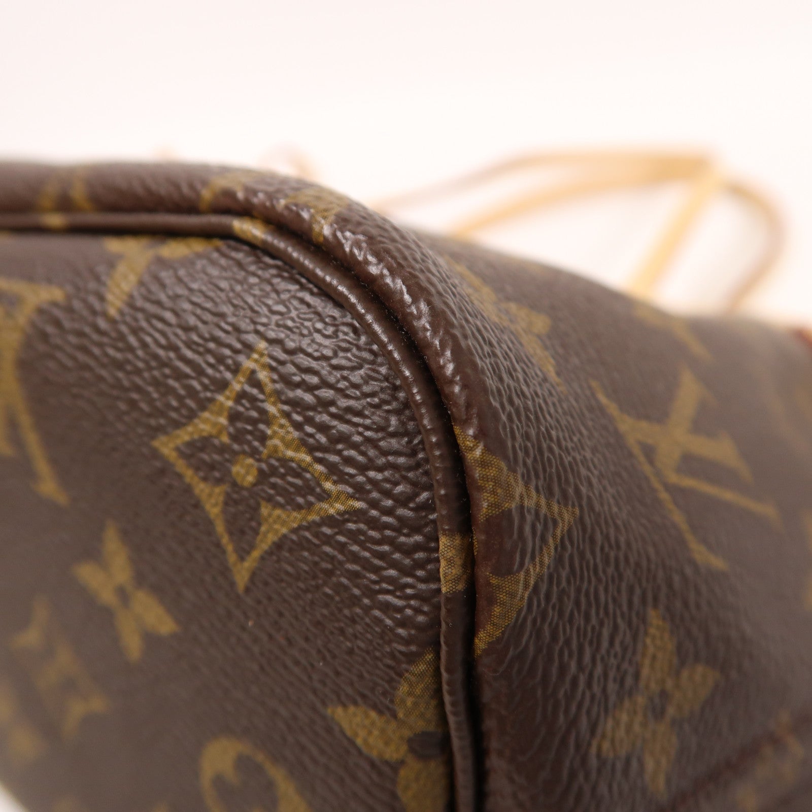 LOUIS VUITTON Monogram Neverfull PM金扣手挽袋棕色