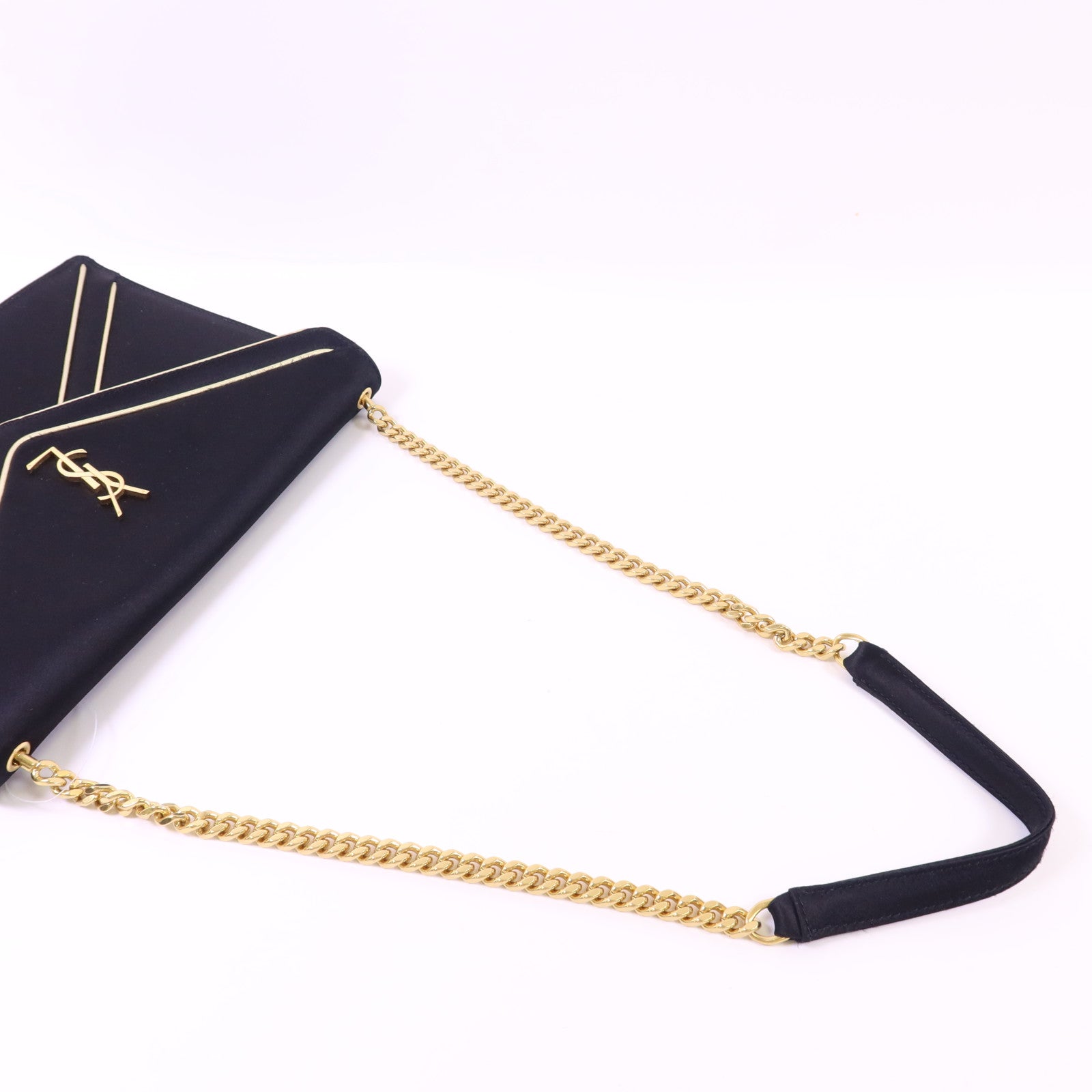 SAINT LAURENT 絨布Sac Ming Jamie金扣鏈帶肩背袋