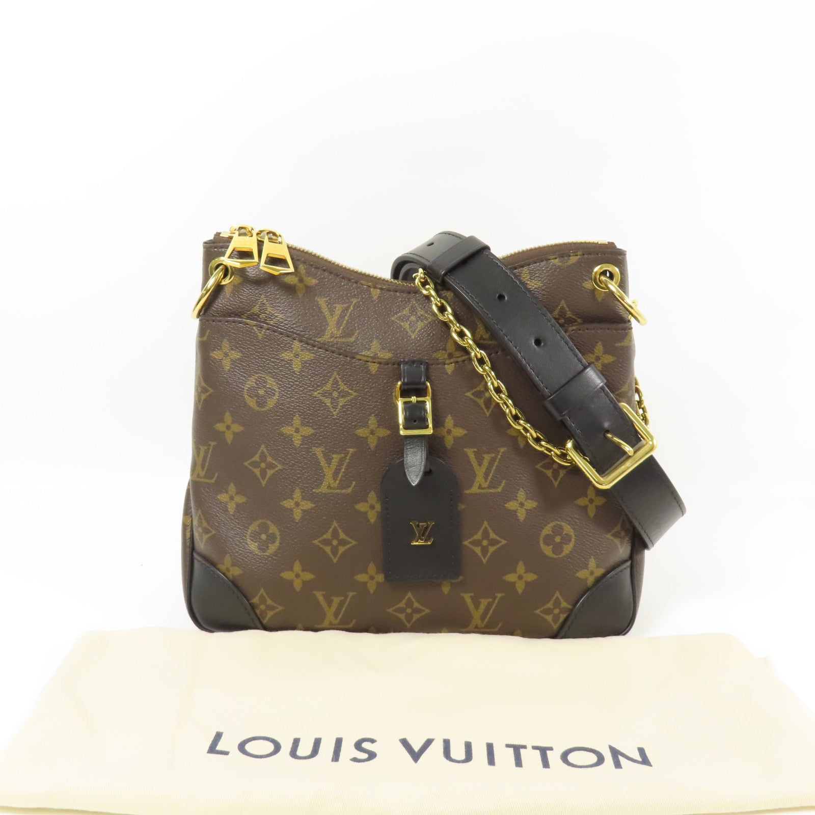 LOUIS VUITTON Monogram Macassar Odeon PM金扣手挽袋