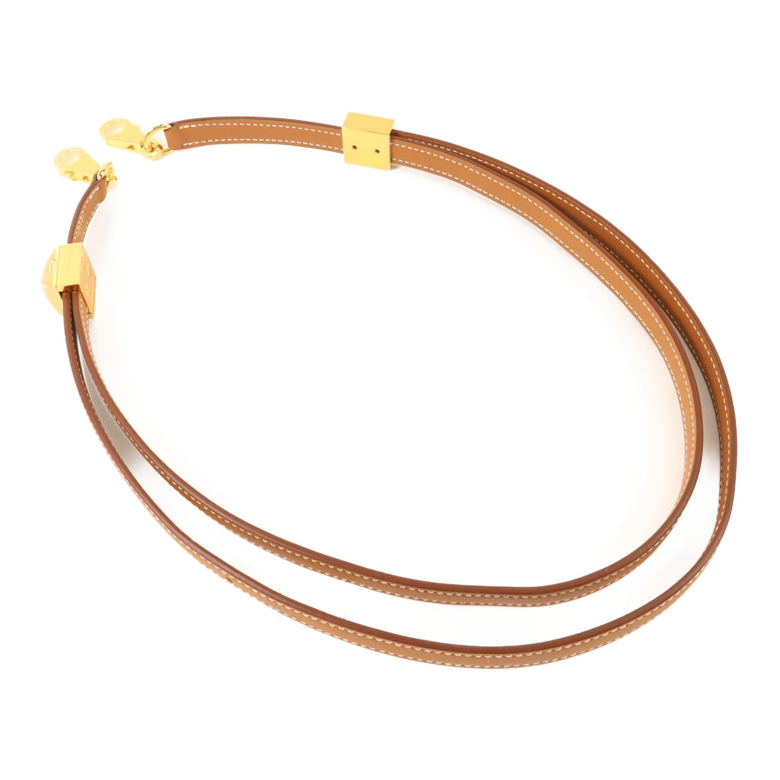 HERMES Swift皮革Clou Medor Strap 25㎜金扣肩帶Gold
