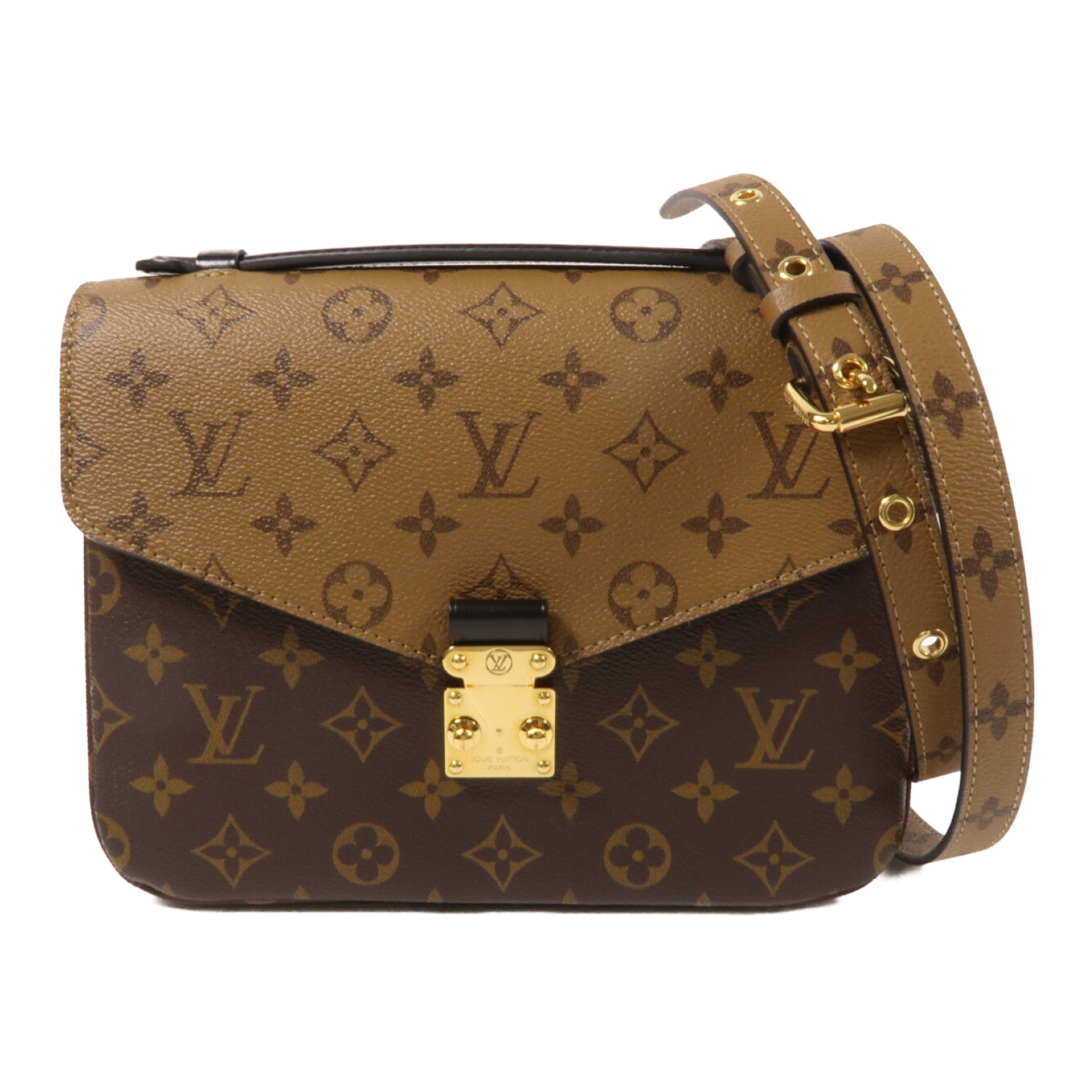 LOUIS VUITTON Monogram Reverse Pochette Metis金扣手挽肩背兩用袋