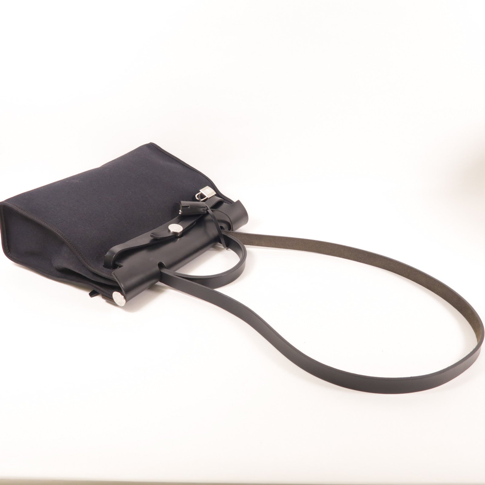 HERMES 帆布Herbag PM銀扣手挽肩背兩用袋