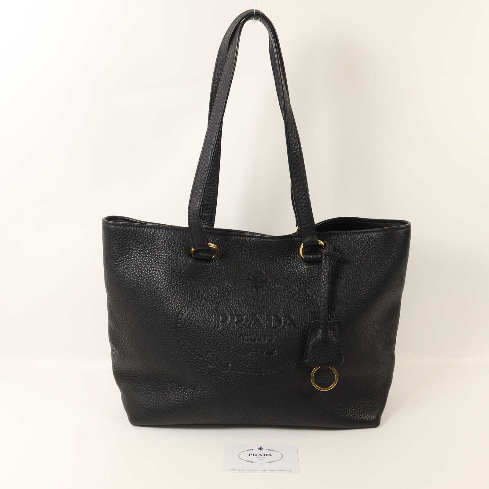 PRADA 牛皮皮革Shoulder Tote金扣肩背袋