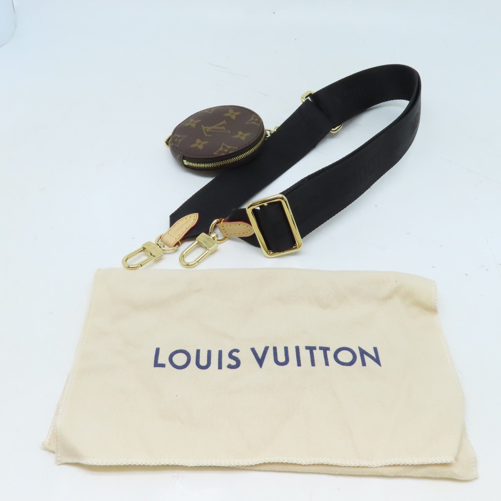 LOUIS VUITTON Monogram Bandouliere Strap金扣肩背帶黑色