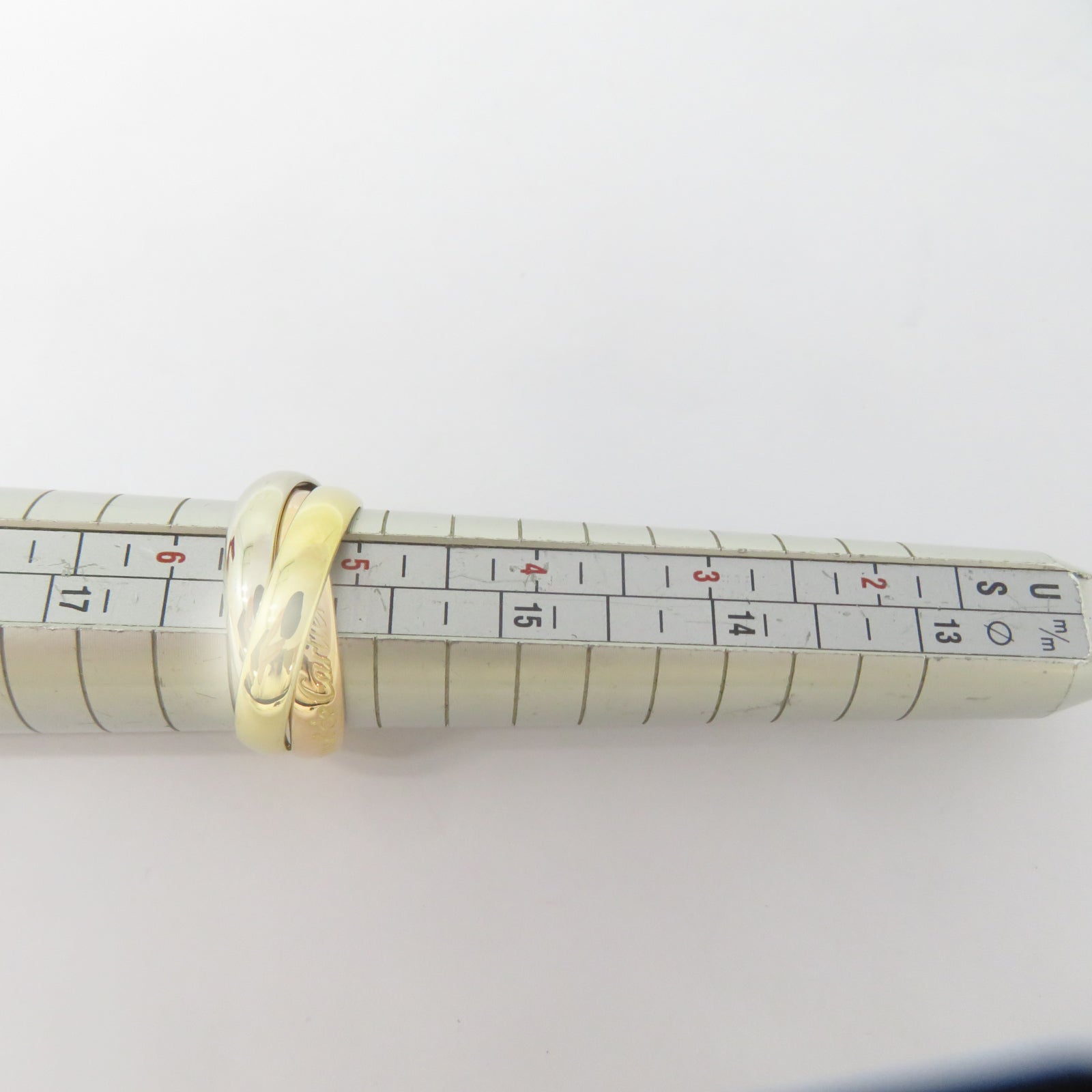CARTIER 18K黃金/白金/玫瑰金Trinity戒指Cartier#50/US#5.25