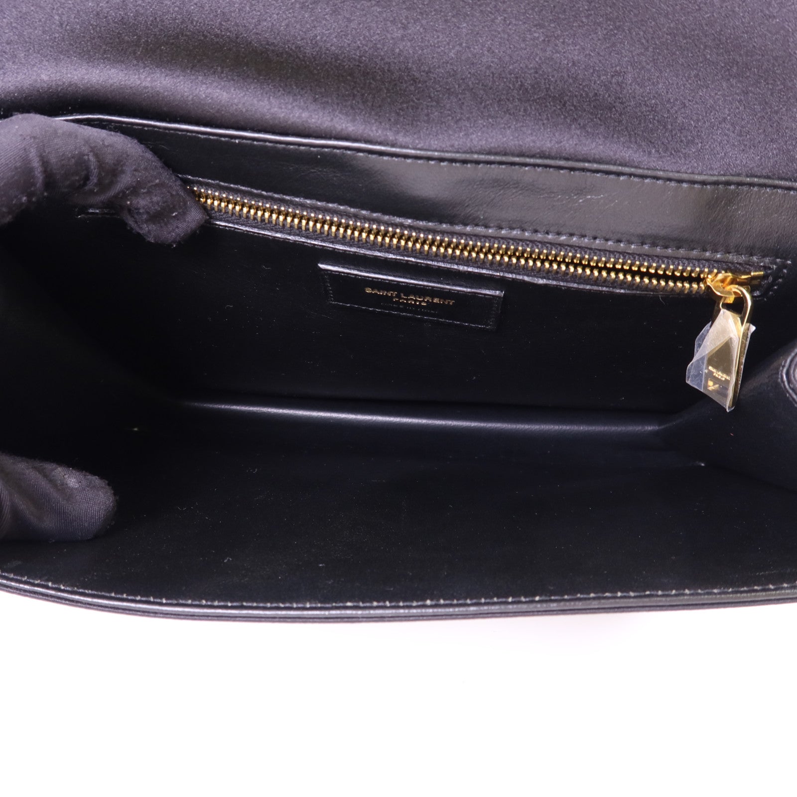 SAINT LAURENT 絨布Sac Ming Jamie金扣鏈帶肩背袋