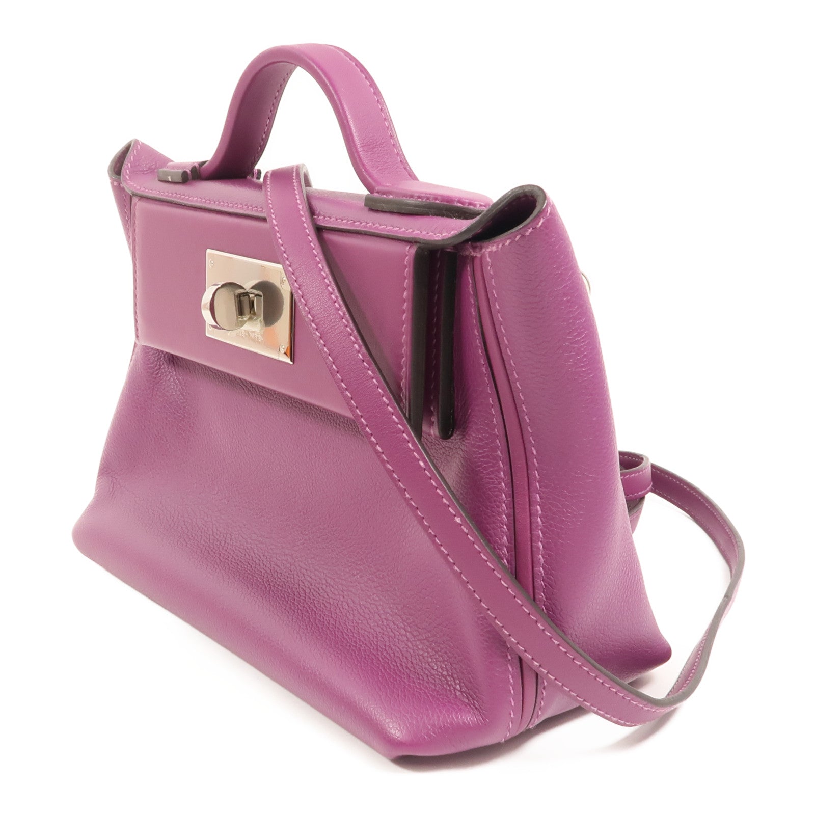 HERMES Evercolor皮革24/24 Mini手挽肩背兩用袋Anemone