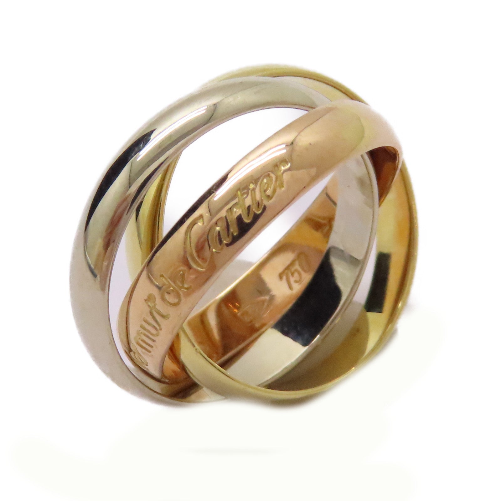 CARTIER 18K黃金/白金/玫瑰金Trinity Ring戒指US#5.25/Cartier#50