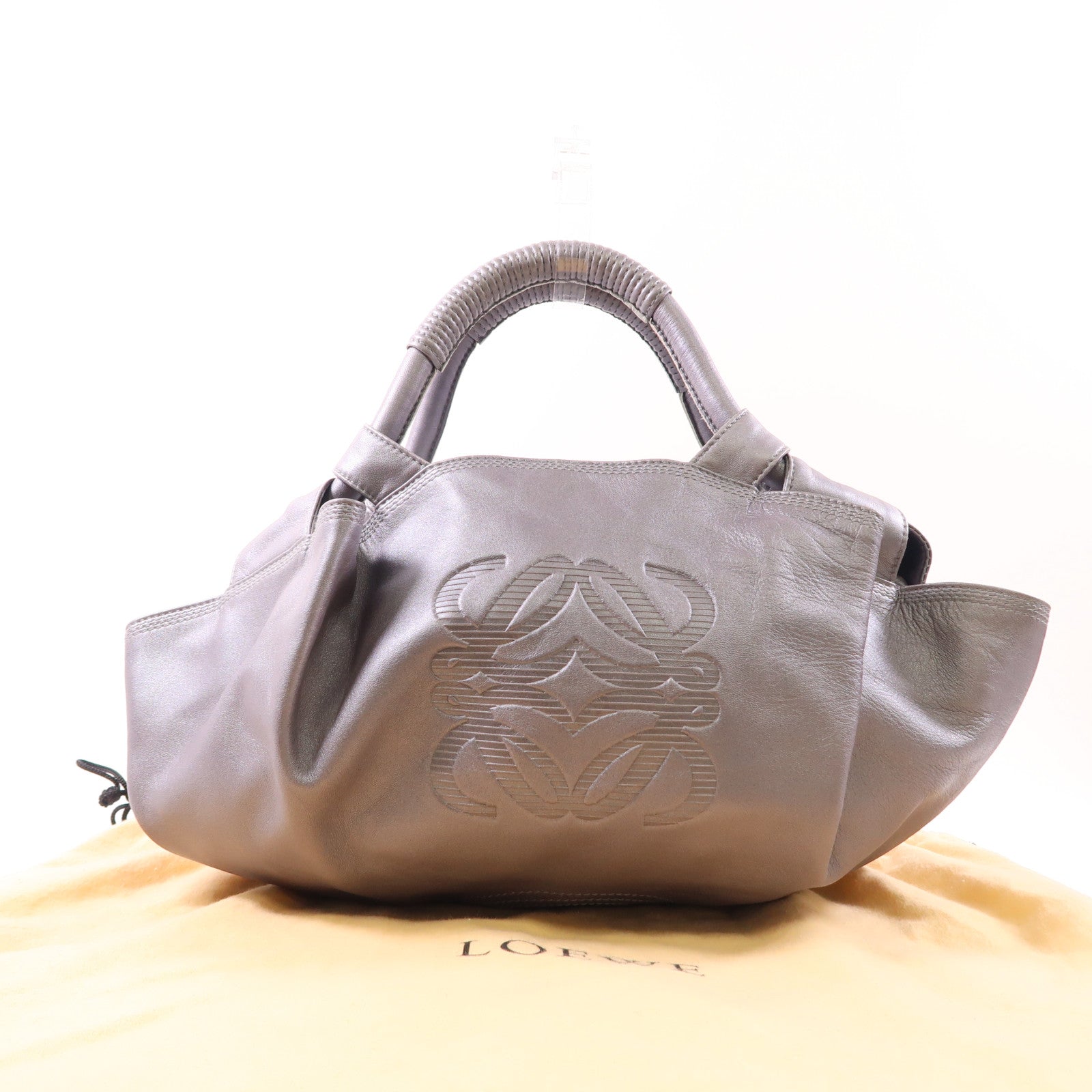 LOEWE 羊皮皮革Mistral銀扣手挽袋