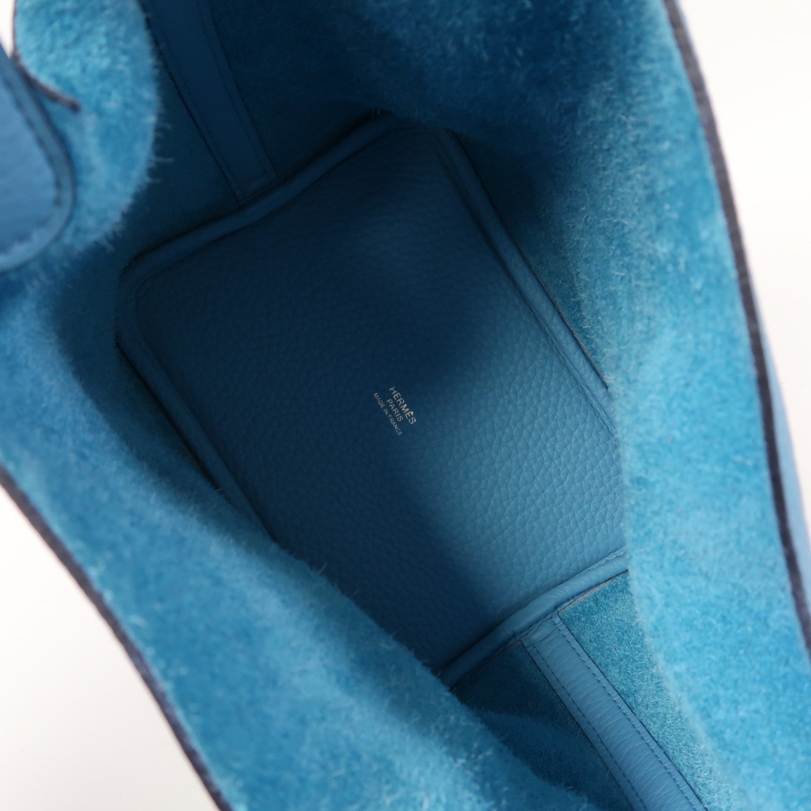 HERMES Clemence皮革Picotin PM銀扣手挽袋Bleu Atoll環礁藍色