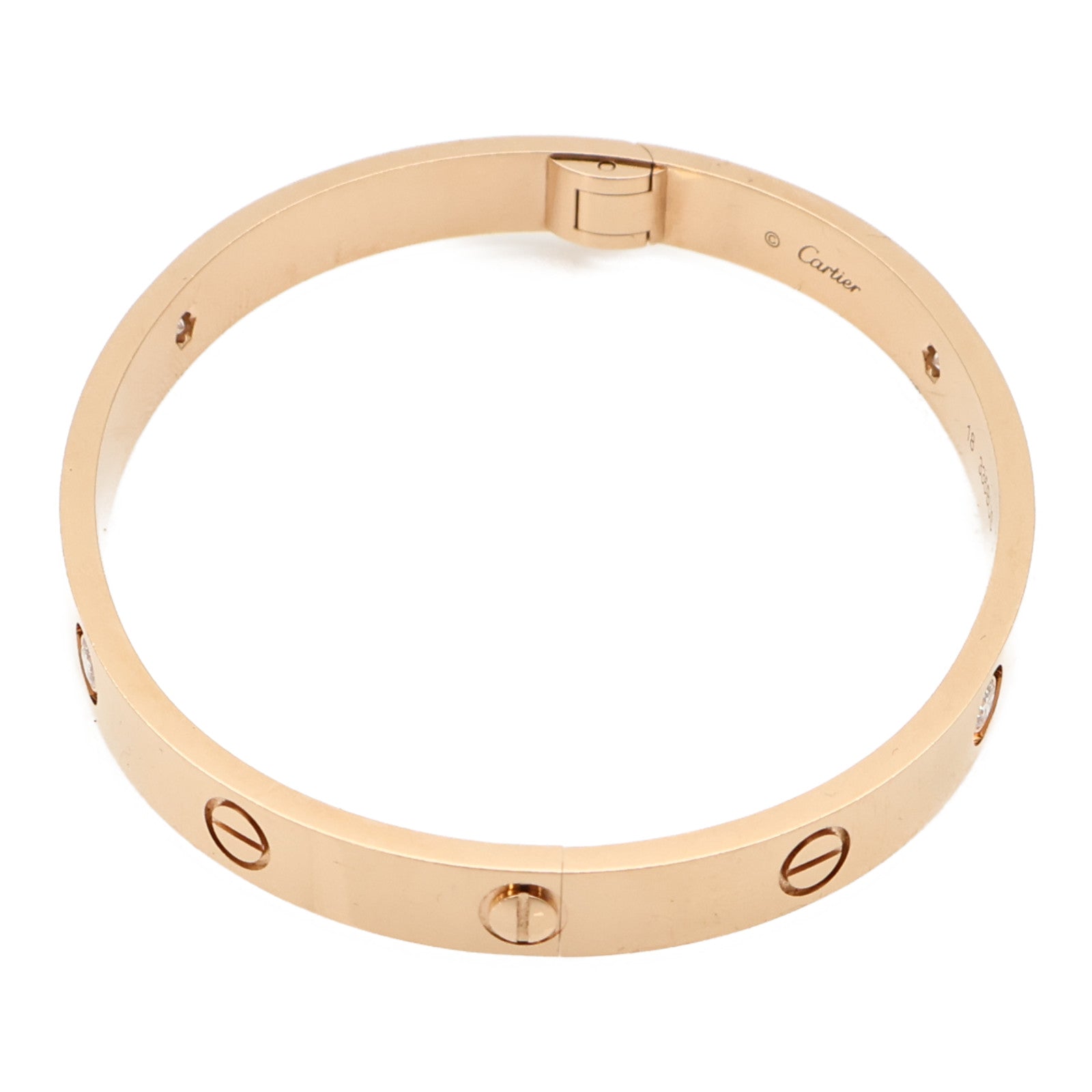 CARTIER 18K玫瑰金Love Bangle 4P Diamonds鑽石手鐲