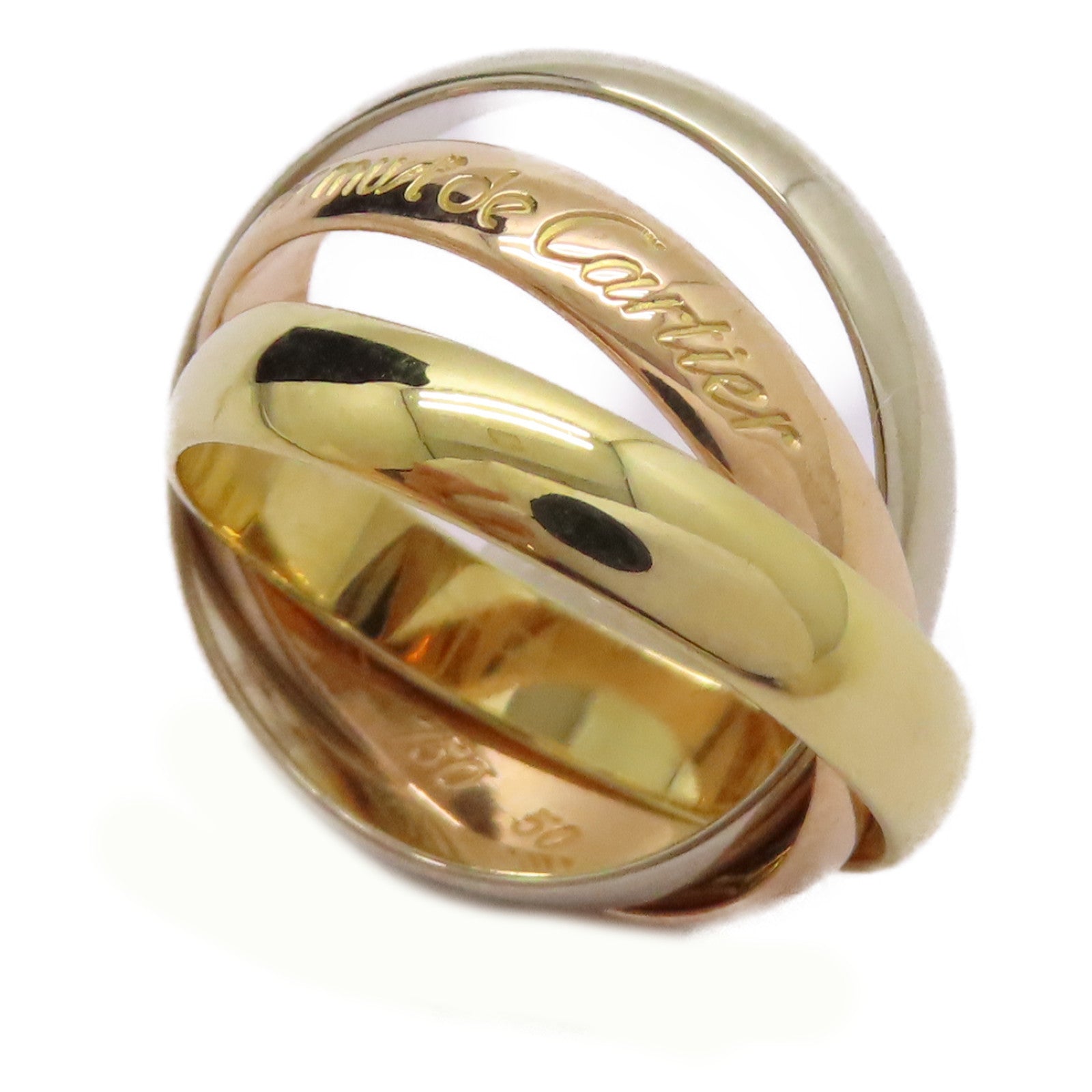 CARTIER 18K黃金/白金/玫瑰金Trinity Ring戒指US#5.25/Cartier#50