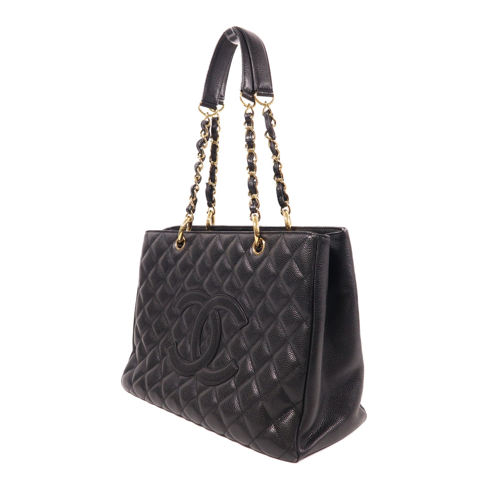 CHANEL 牛皮皮革GST Grand Shopping Tote Bag金扣鏈帶肩背袋