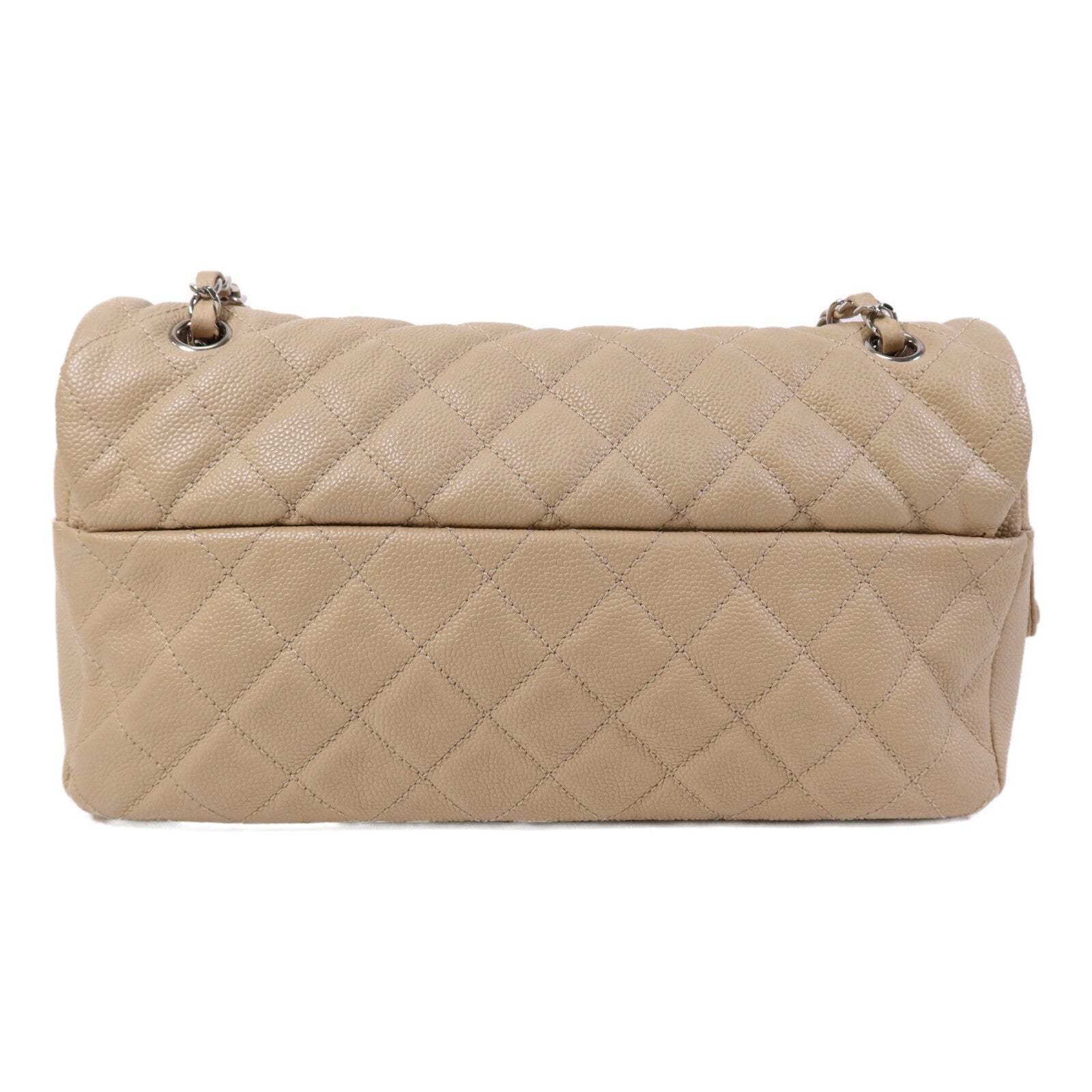 CHANEL 牛皮皮革Easy Jumbo Flap Bag銀扣鏈帶肩背袋