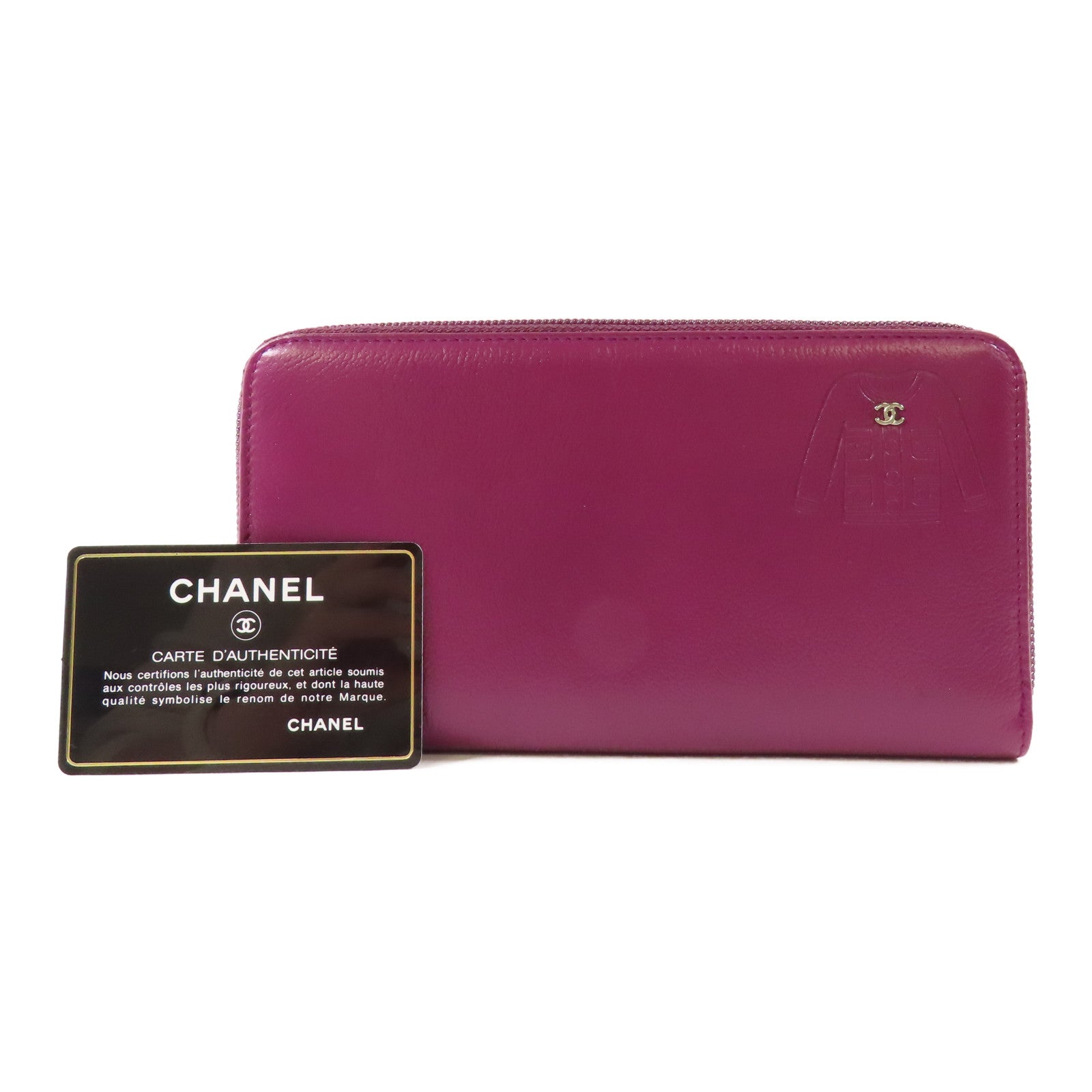 CHANEL 【激減優惠】牛皮皮革Wallet銀扣長錢包