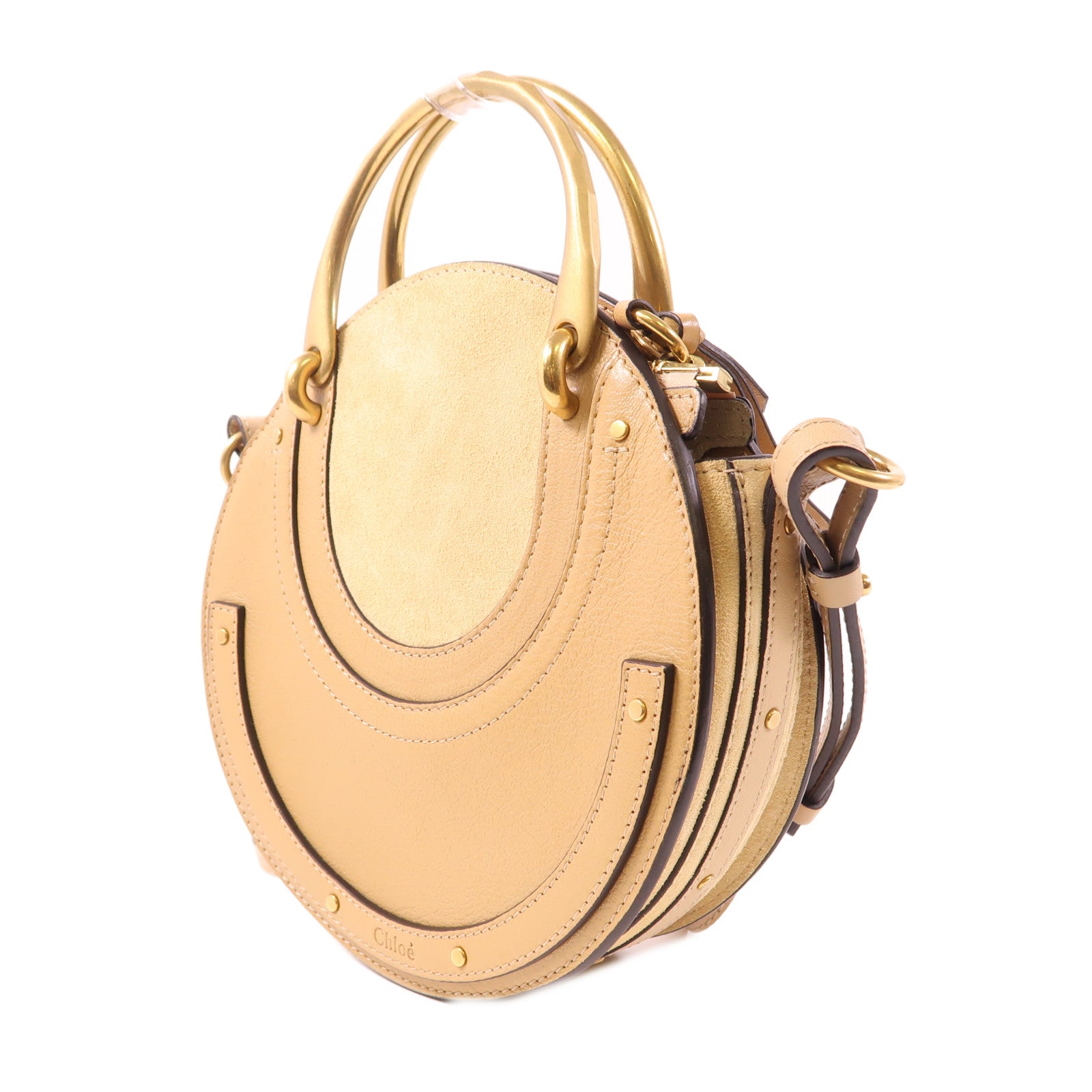 Chloe 牛皮皮革/麂皮皮革Shoulder Bag金扣手挽肩背兩用袋