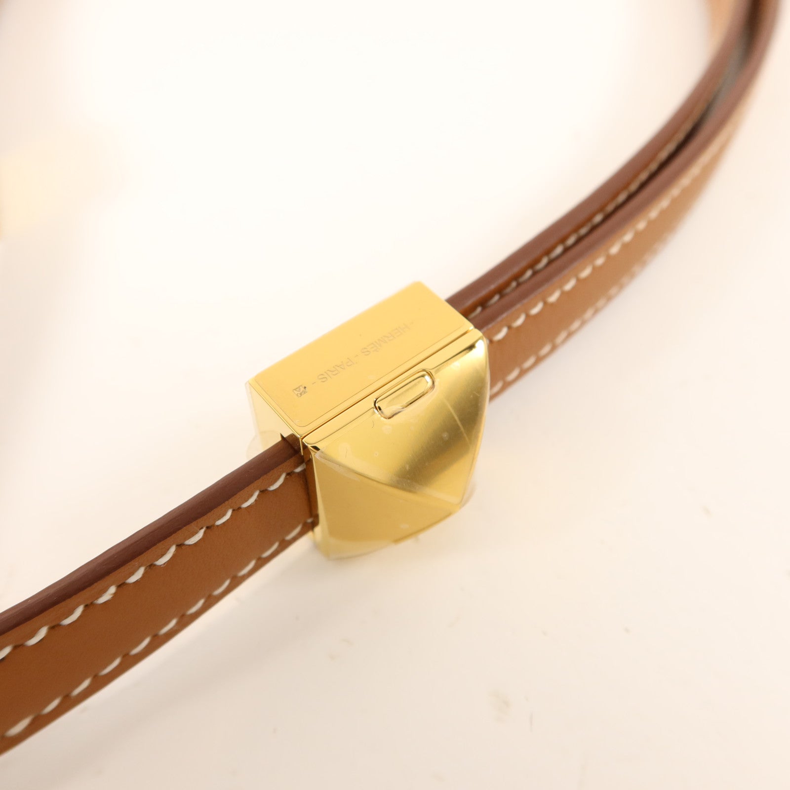 HERMES Swift皮革Clou Medor Strap 25㎜金扣肩帶Gold