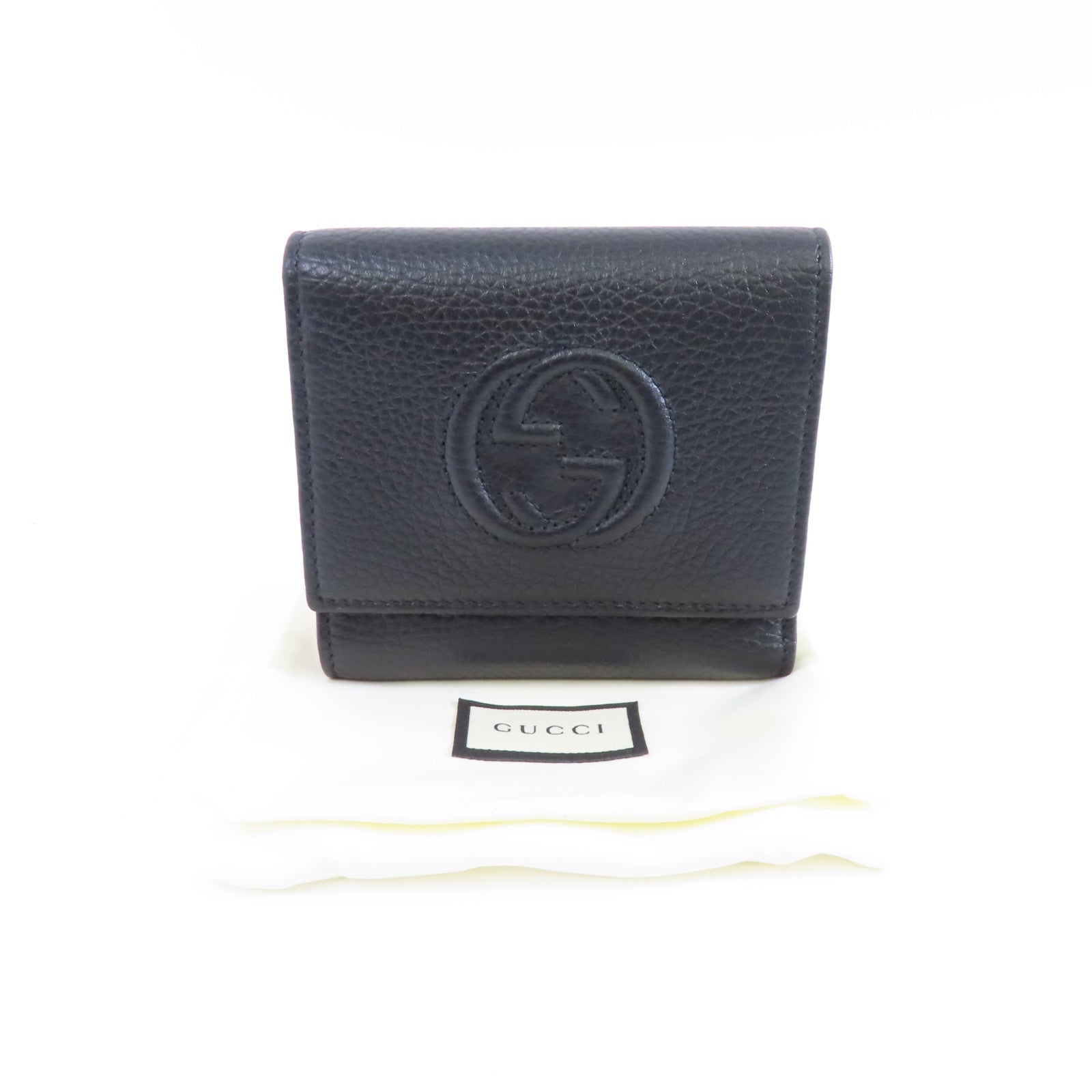 GUCCI 牛皮皮革Wallet金扣錢包黑色