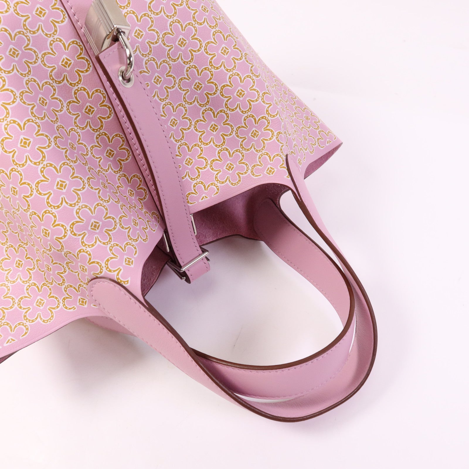 HERMES Swift皮革Picotin PM銀扣手挽袋Mauve Sylvestre