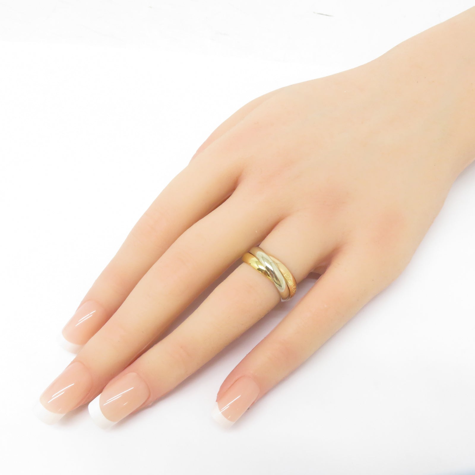 CARTIER 18K黃金/白金/玫瑰金Trinity戒指Cartier#50/US#5.25