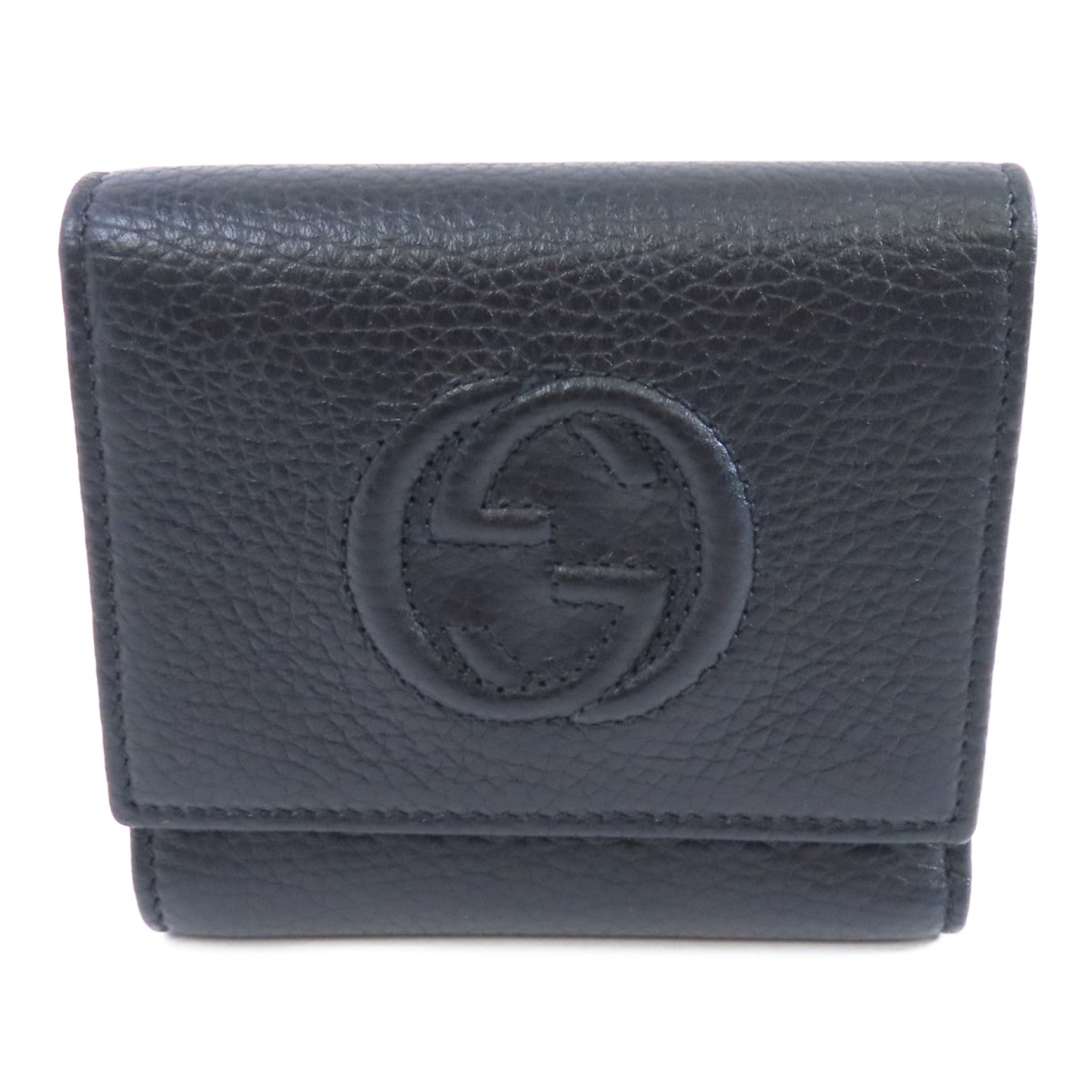 GUCCI 牛皮皮革Wallet金扣錢包黑色