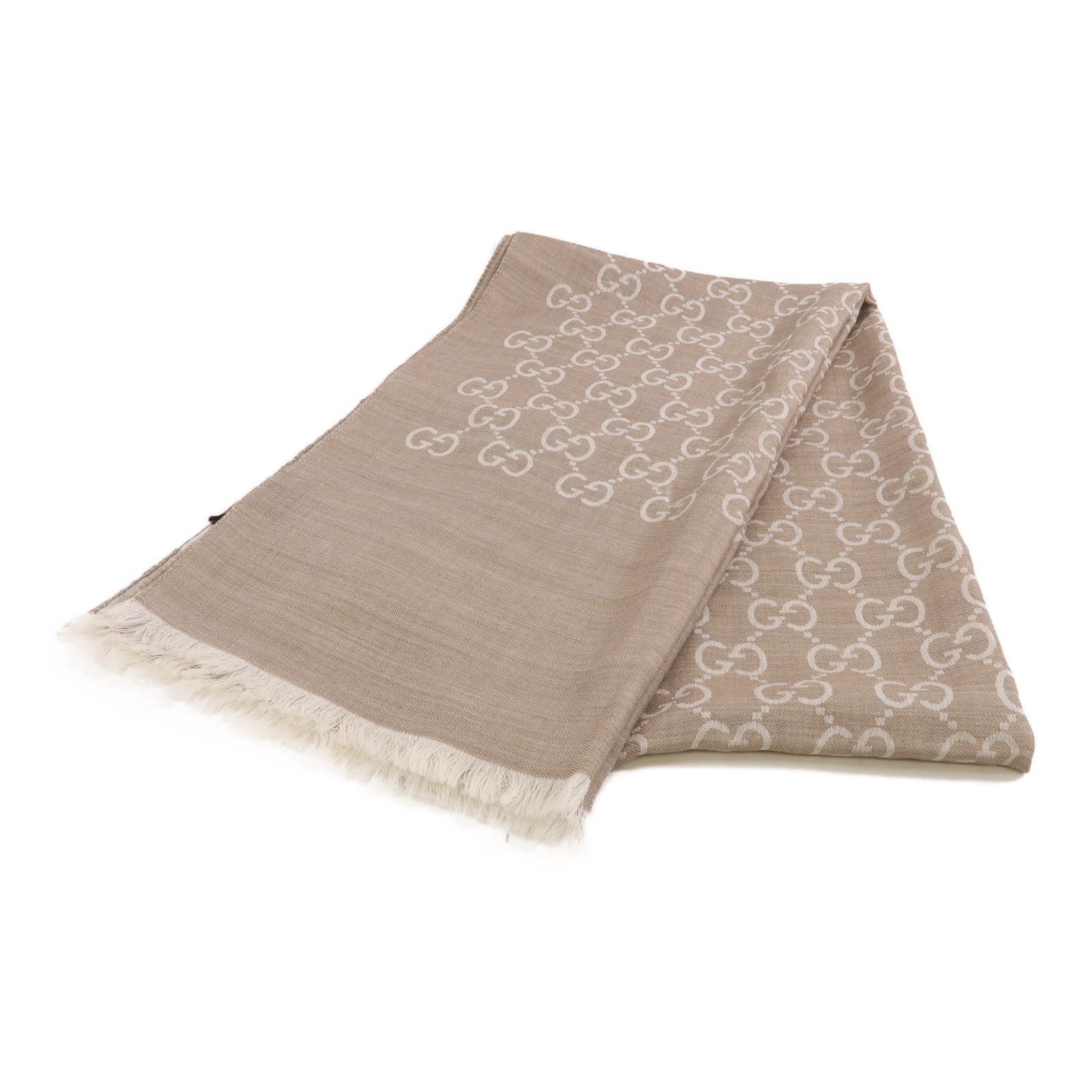GUCCI 羊毛/Seta絲質Scarf圍巾米色