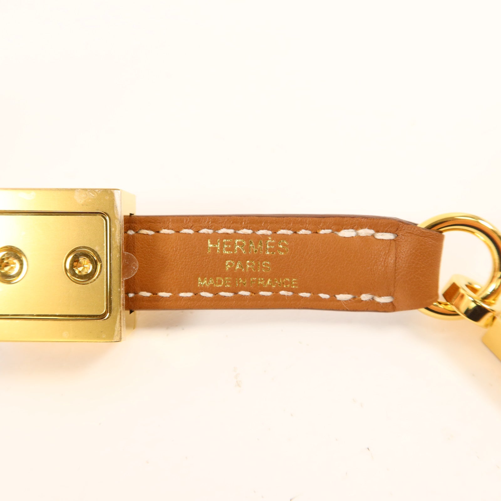 HERMES Swift皮革Clou Medor Strap 25㎜金扣肩帶Gold
