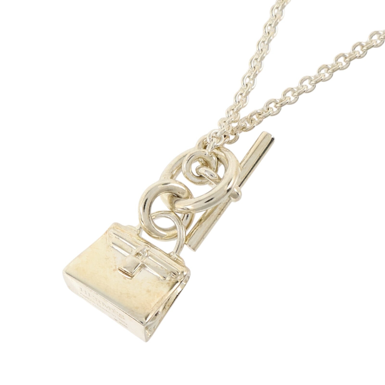 HERMES 925純銀Amulettes Kelly Pendant Necklace銀扣項鏈