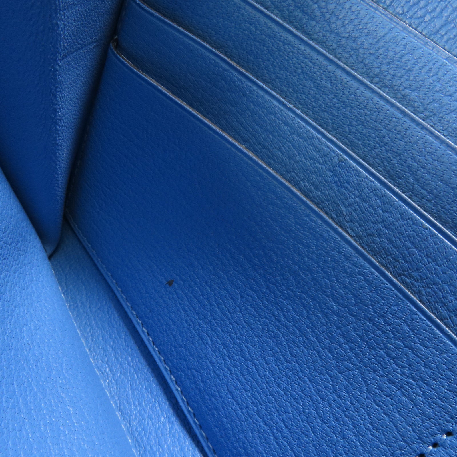 HERMES Epsom皮革Kelly Wallet銀扣長錢包Colvert Blue/Blue Nuit