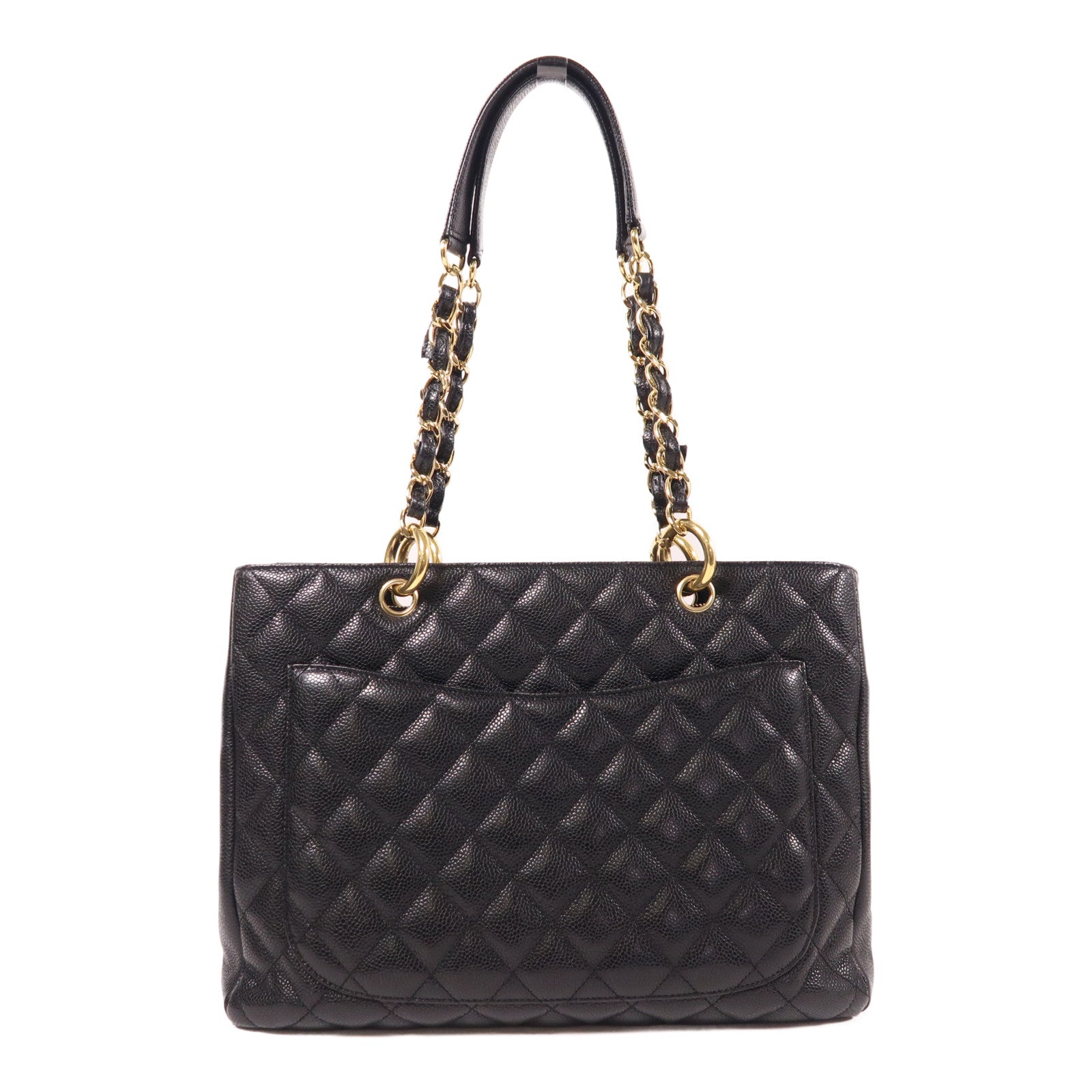 CHANEL 牛皮皮革GST Grand Shopping Tote Bag金扣鏈帶肩背袋