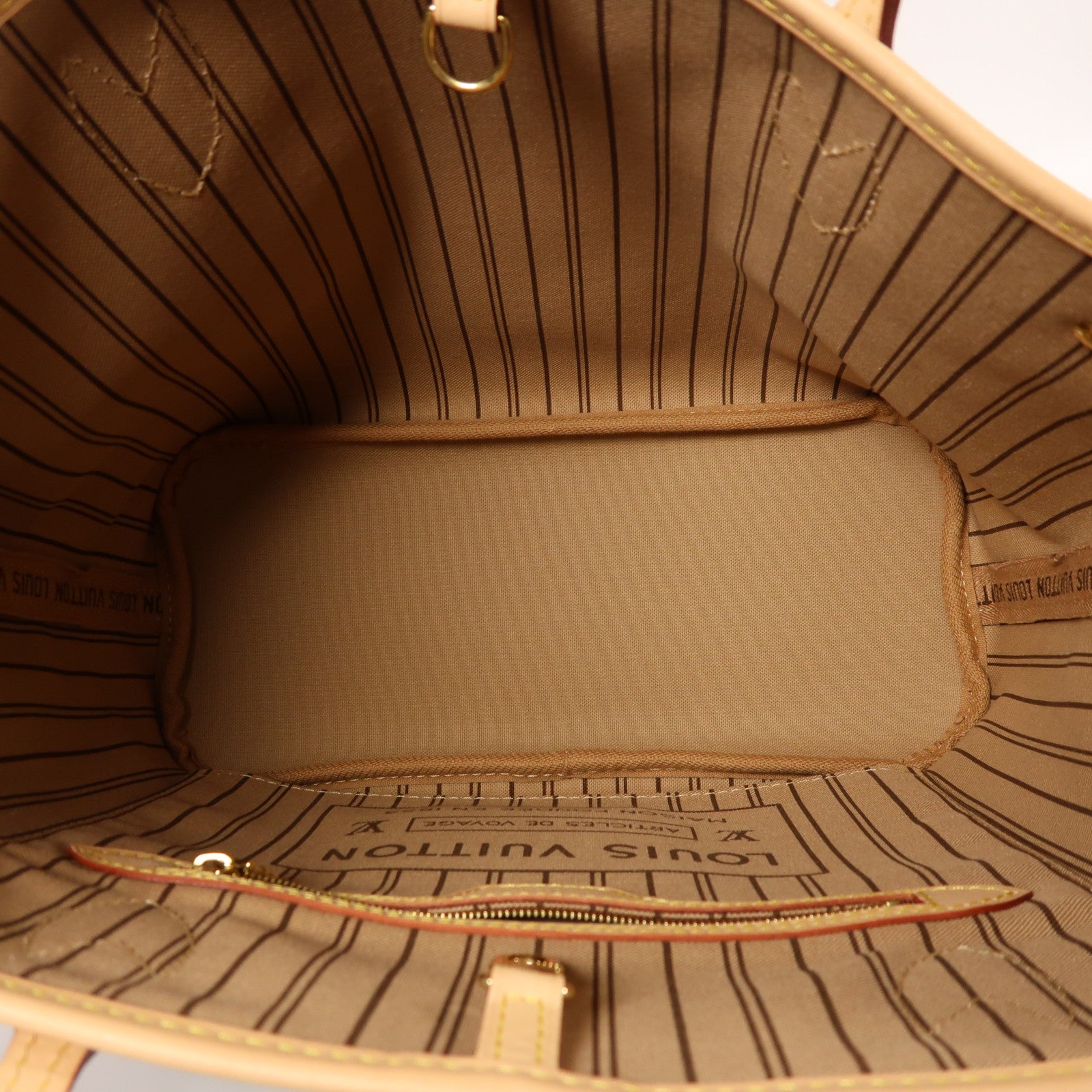 LOUIS VUITTON Monogram Neverfull PM金扣手挽袋棕色