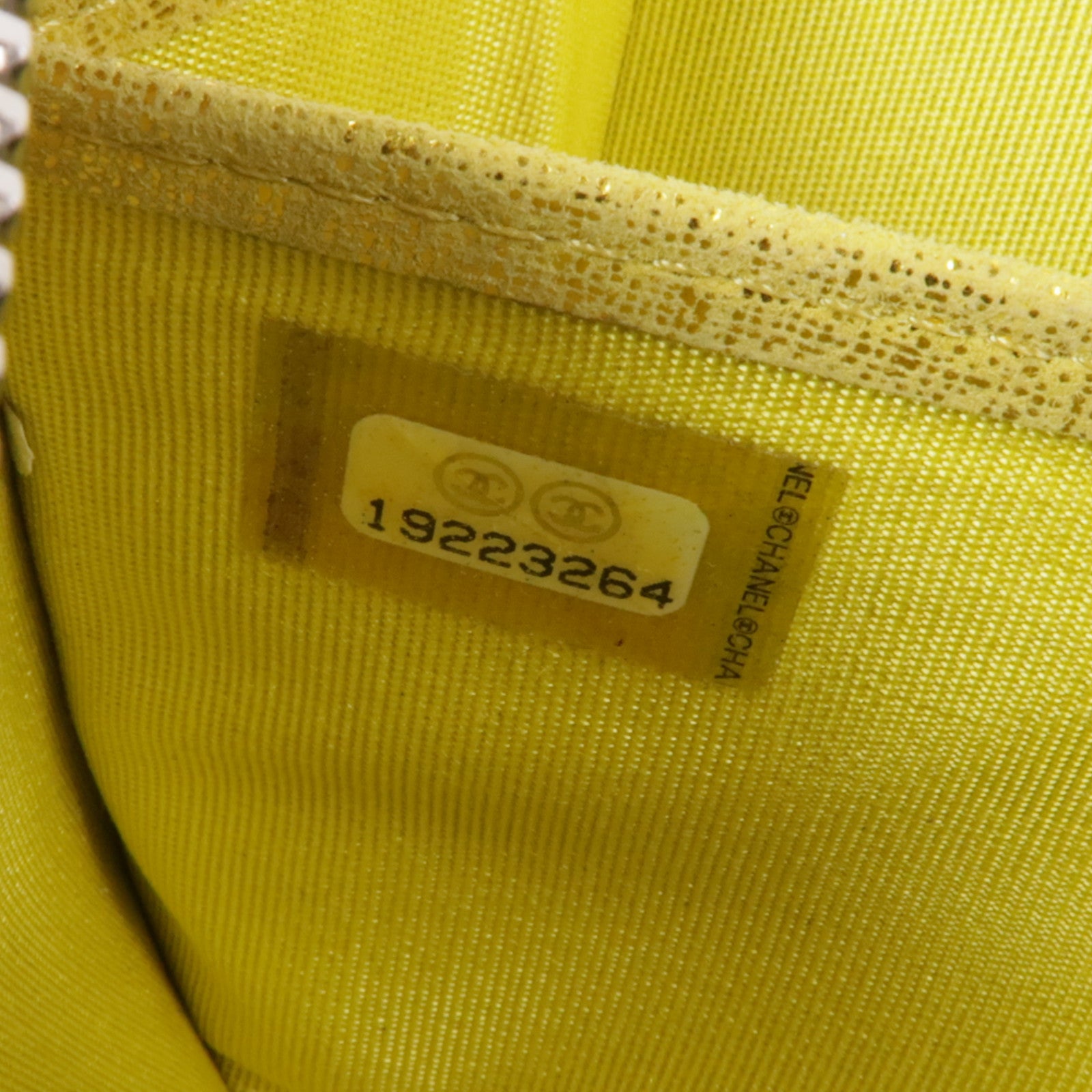 CHANEL CC SHW Zipper Long Wallet Canvas Yellow