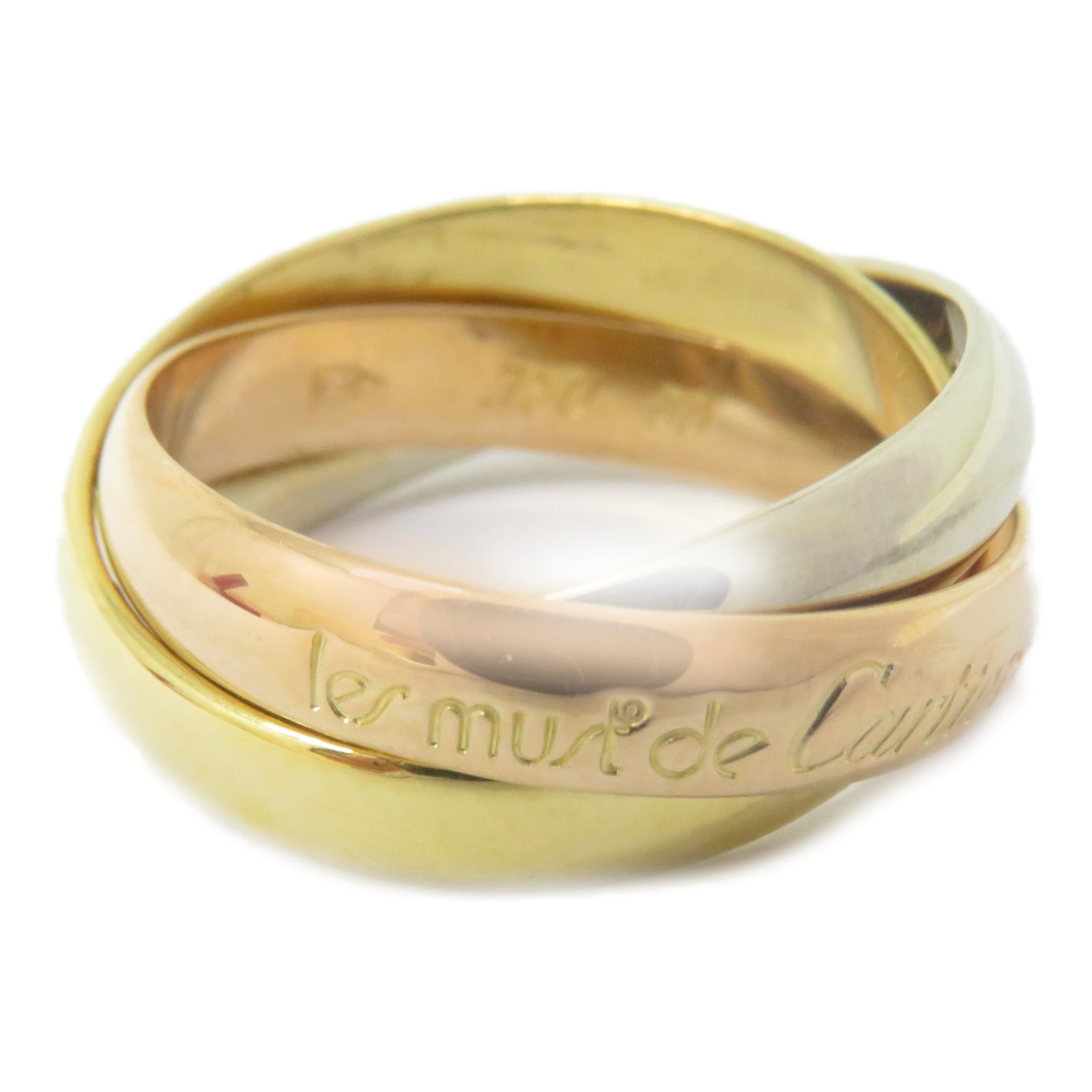 CARTIER 18K黃金/白金/玫瑰金Trinity戒指Cartier#50/US#5.25