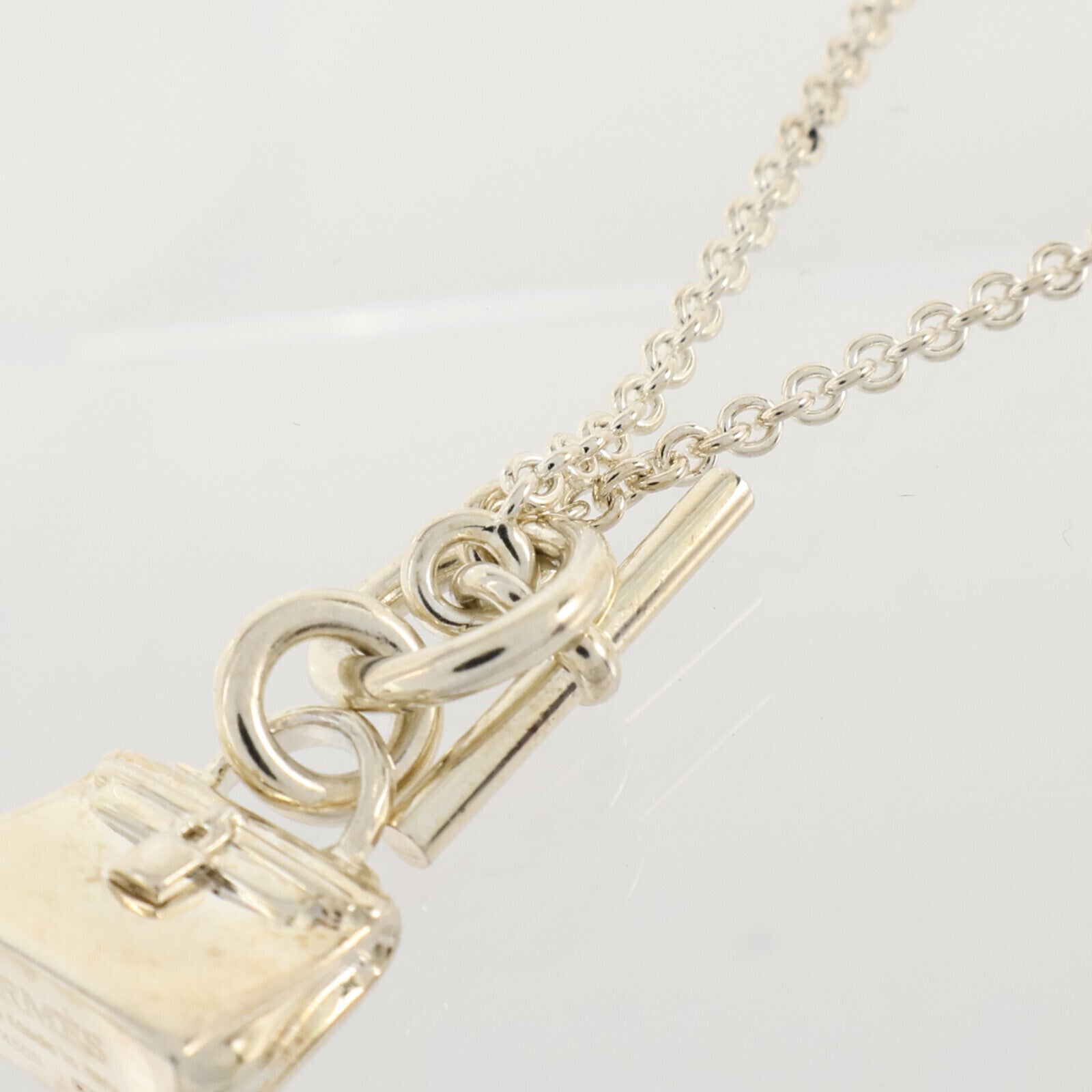 HERMES 925純銀Amulettes Kelly Pendant Necklace銀扣項鏈