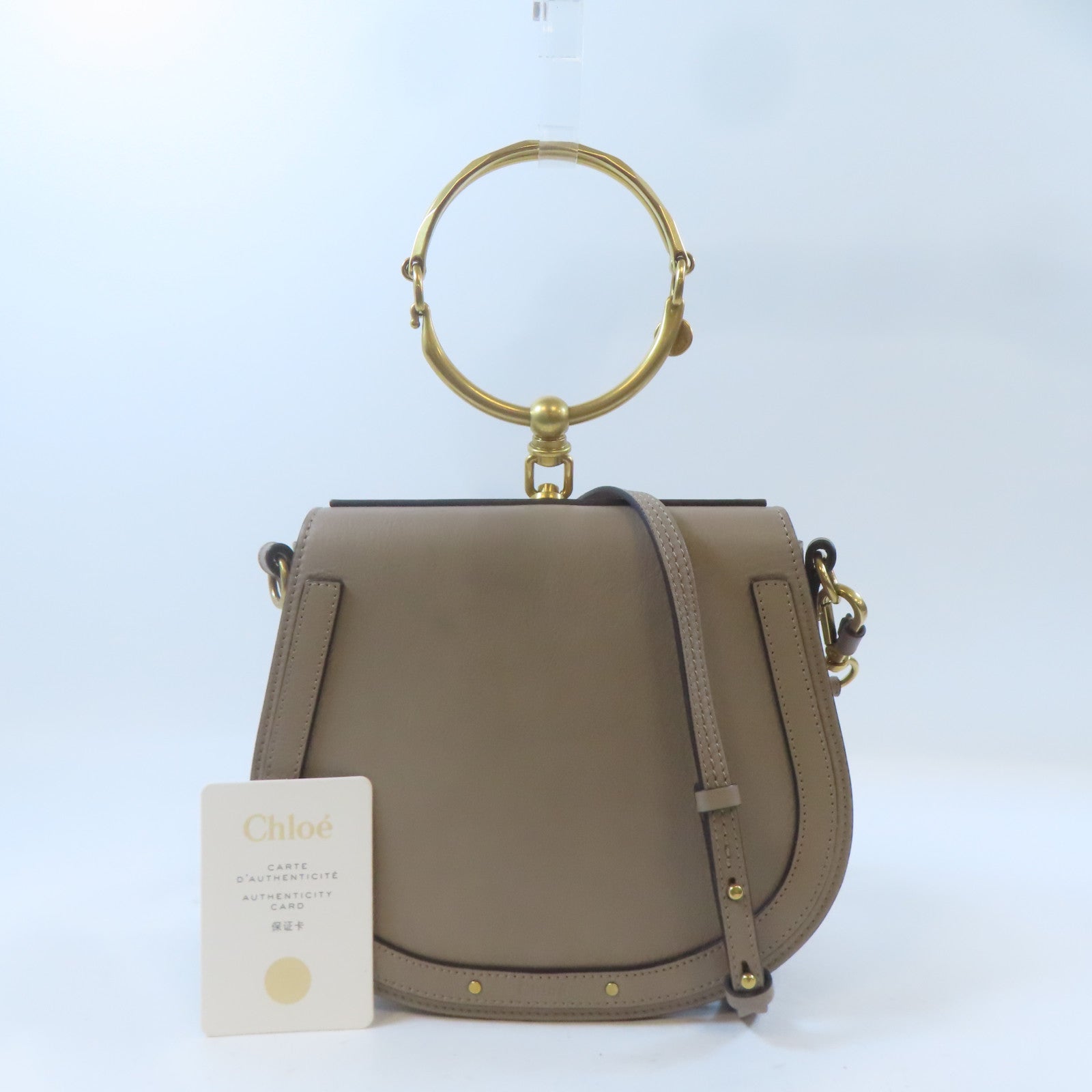 Chloe 皮革Nile Medium金扣手挽肩背兩用袋灰色