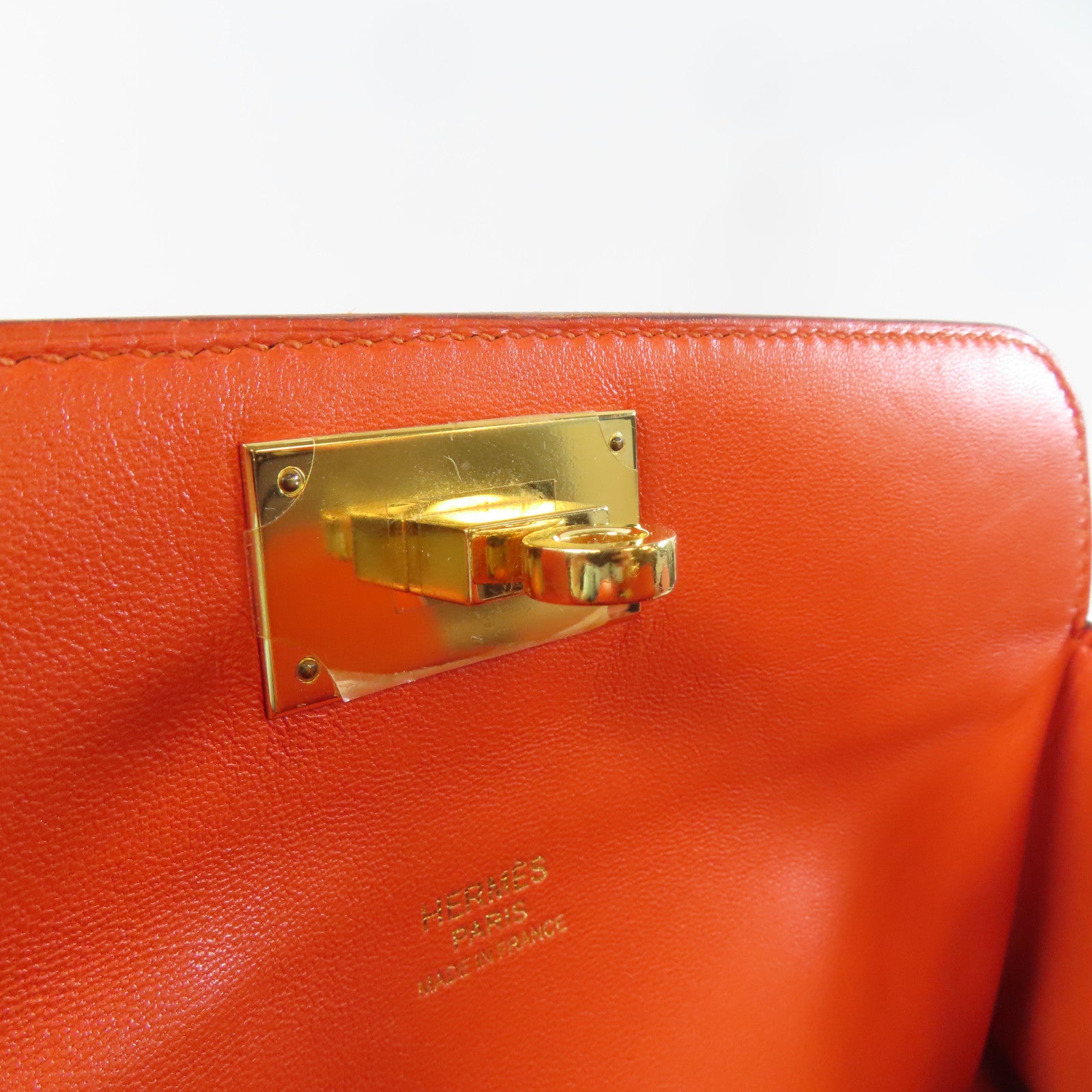 HERMES 【激減優惠】Evercolor皮革Tool Box 20 2 Way Shoulder Bag金扣手挽肩背兩用袋火焰橘