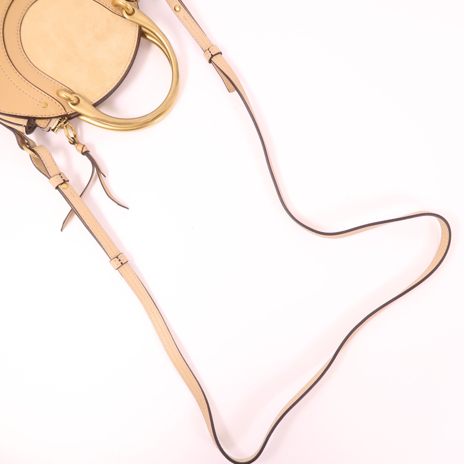 Chloe 牛皮皮革/麂皮皮革Shoulder Bag金扣手挽肩背兩用袋