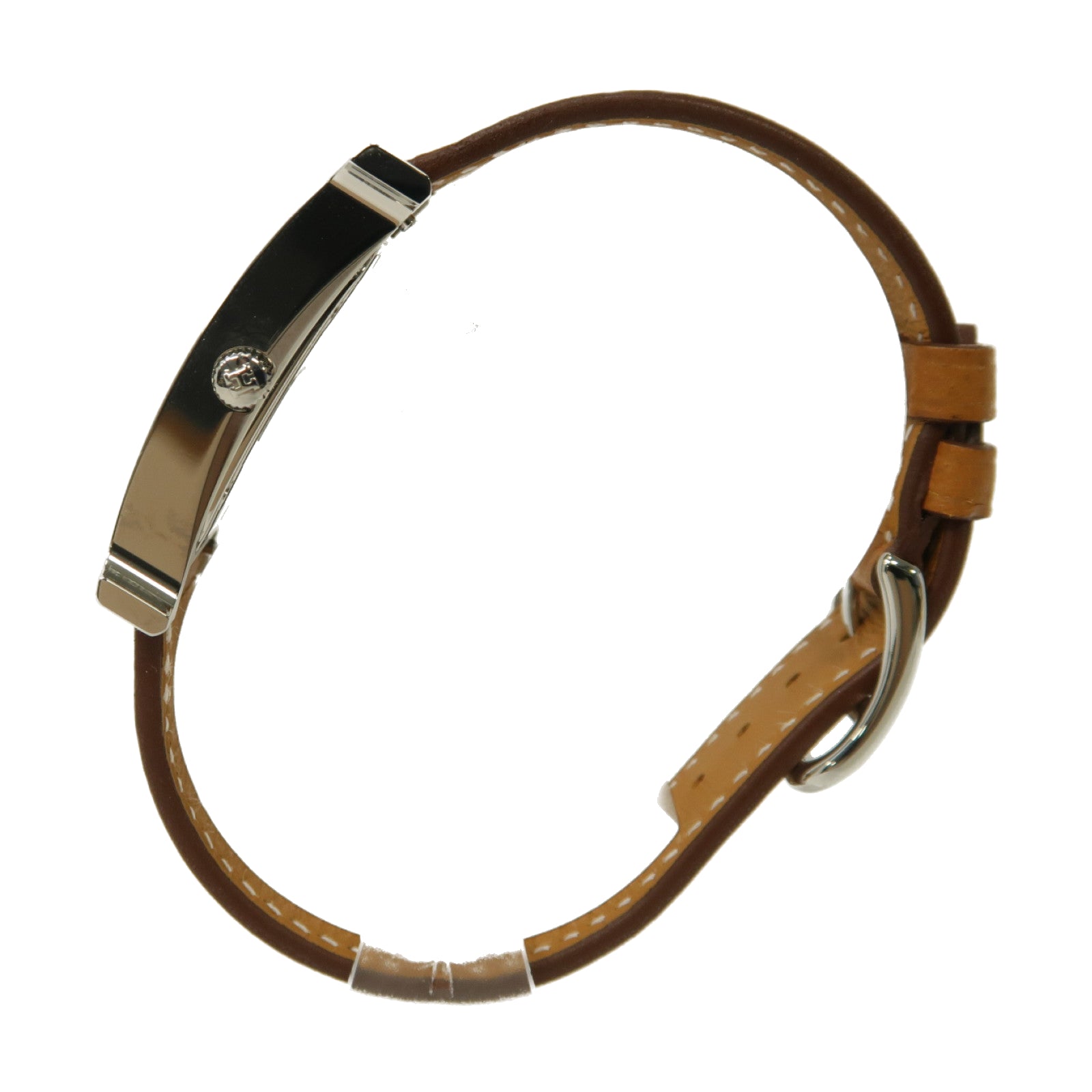 HERMES 不鏽鋼/皮革帶H Watch PM手錶石英機芯白色