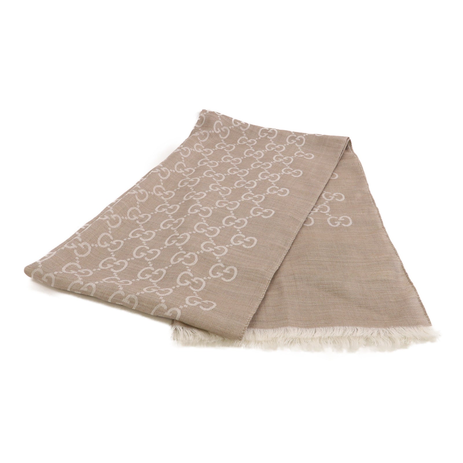 GUCCI 羊毛/Seta絲質Scarf圍巾米色