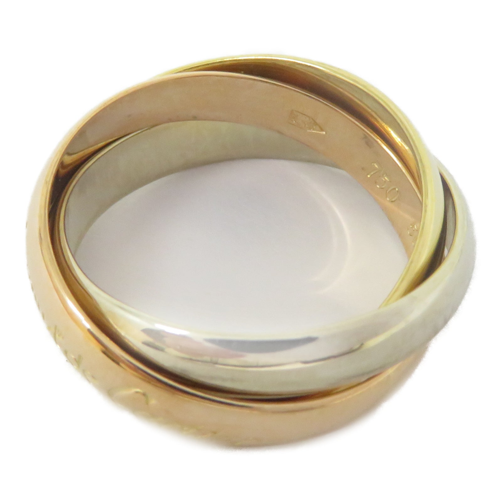 CARTIER 18K黃金/白金/玫瑰金Trinity戒指Cartier#50/US#5.25