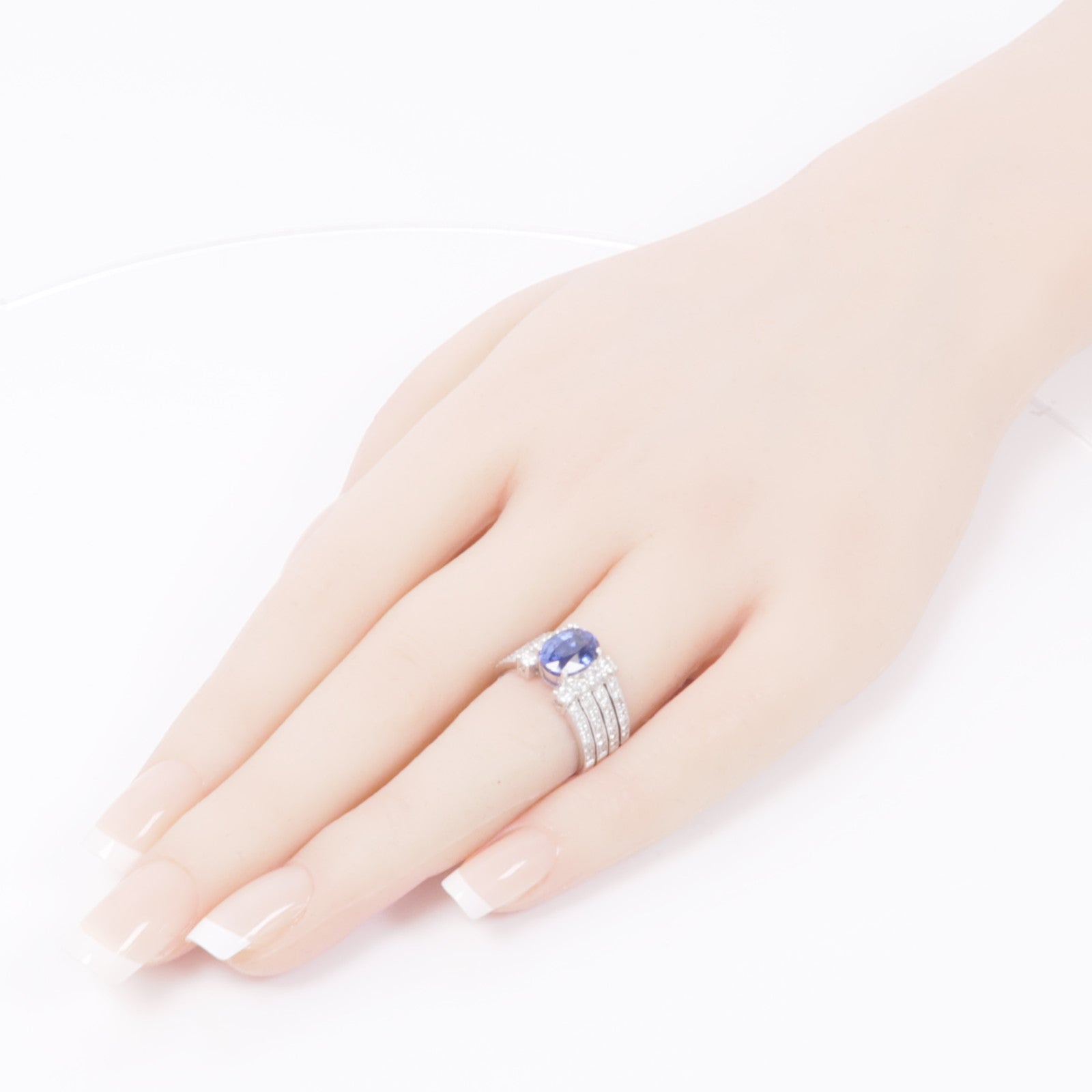 JEWELRY 18K白金/藍寶石/鑽石Sapphire Diamond Ring戒指US#5.5