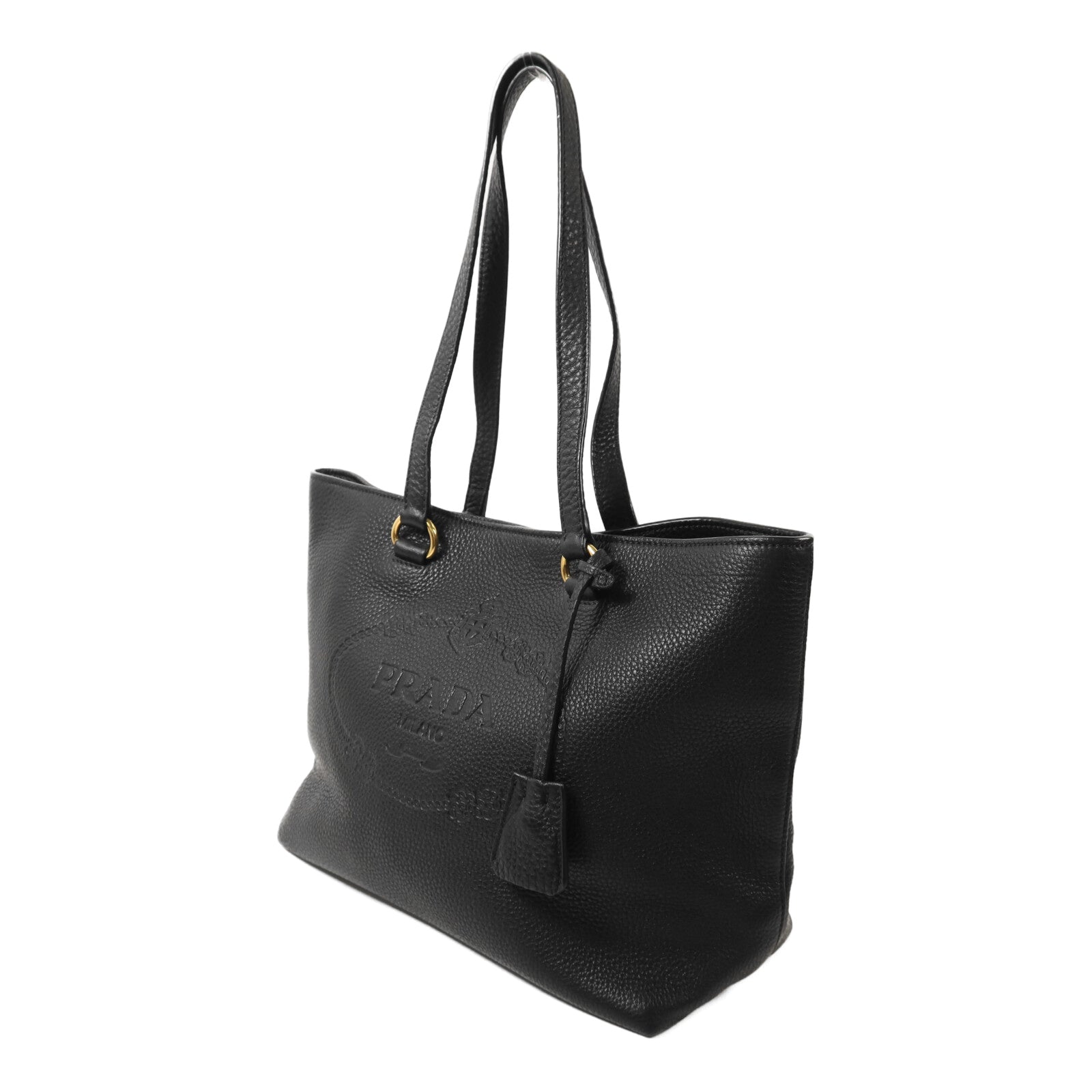 PRADA 牛皮皮革Shoulder Tote金扣肩背袋
