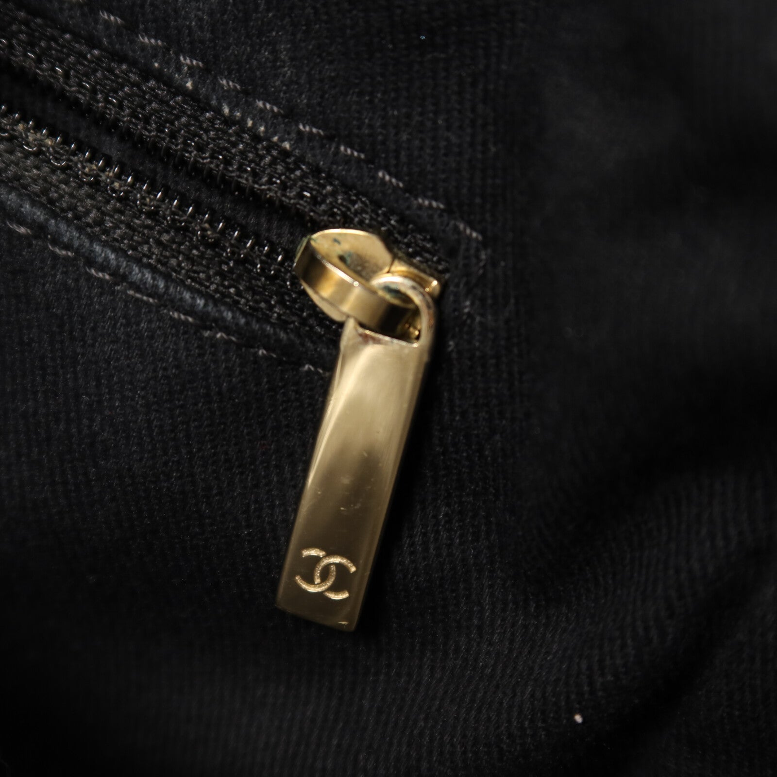 CHANEL 帆布Large Shopping Bag金扣鏈帶手挽肩背兩用袋