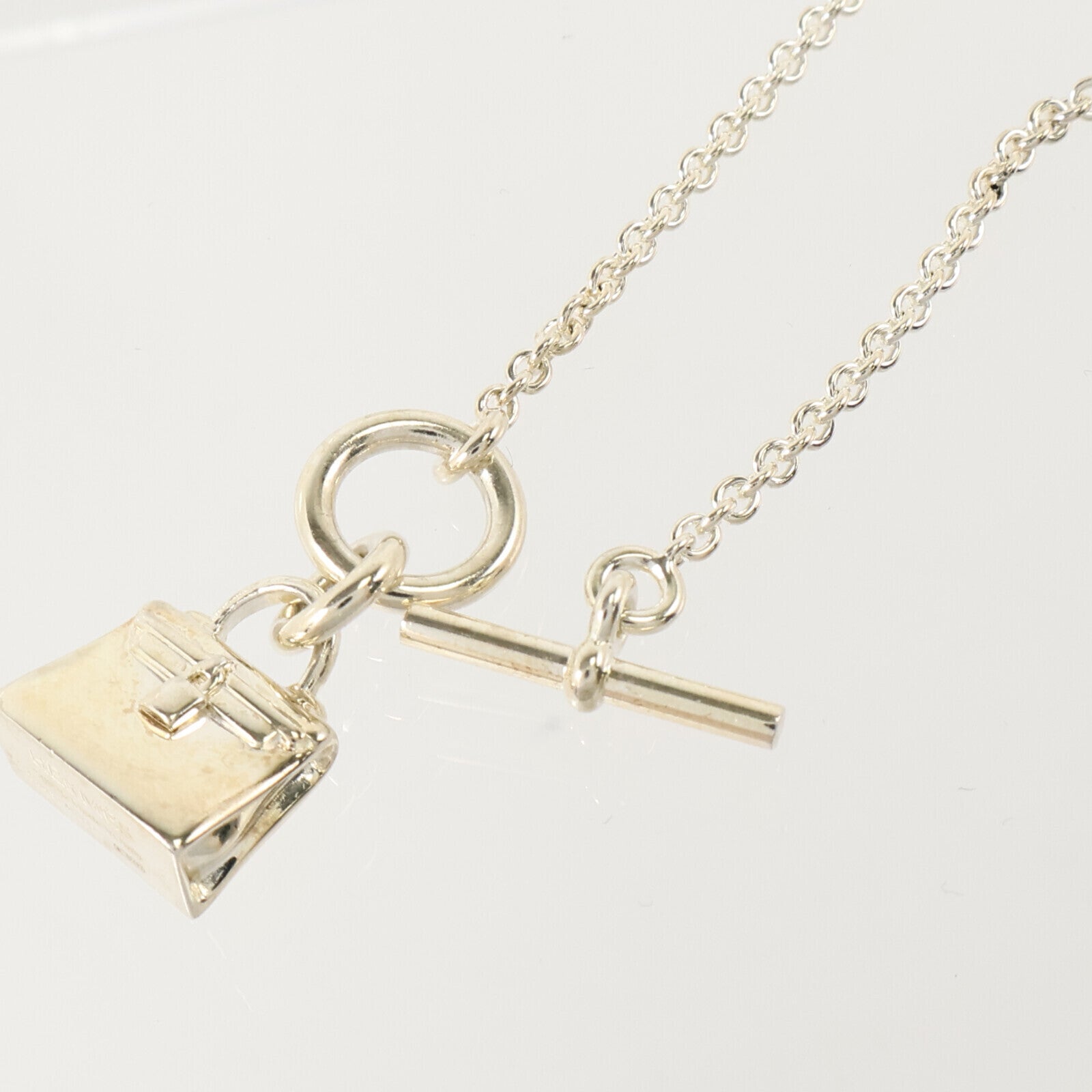 HERMES 925純銀Amulettes Kelly Pendant Necklace銀扣項鏈