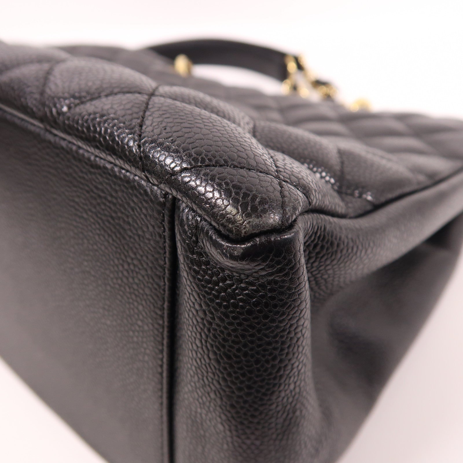 CHANEL 牛皮皮革GST Grand Shopping Tote Bag金扣鏈帶肩背袋
