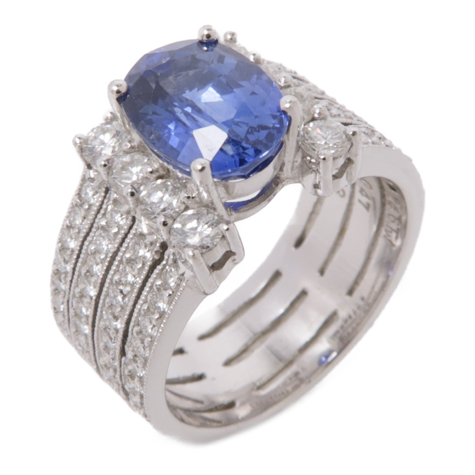 JEWELRY 18K白金/藍寶石/鑽石Sapphire Diamond Ring戒指US#5.5