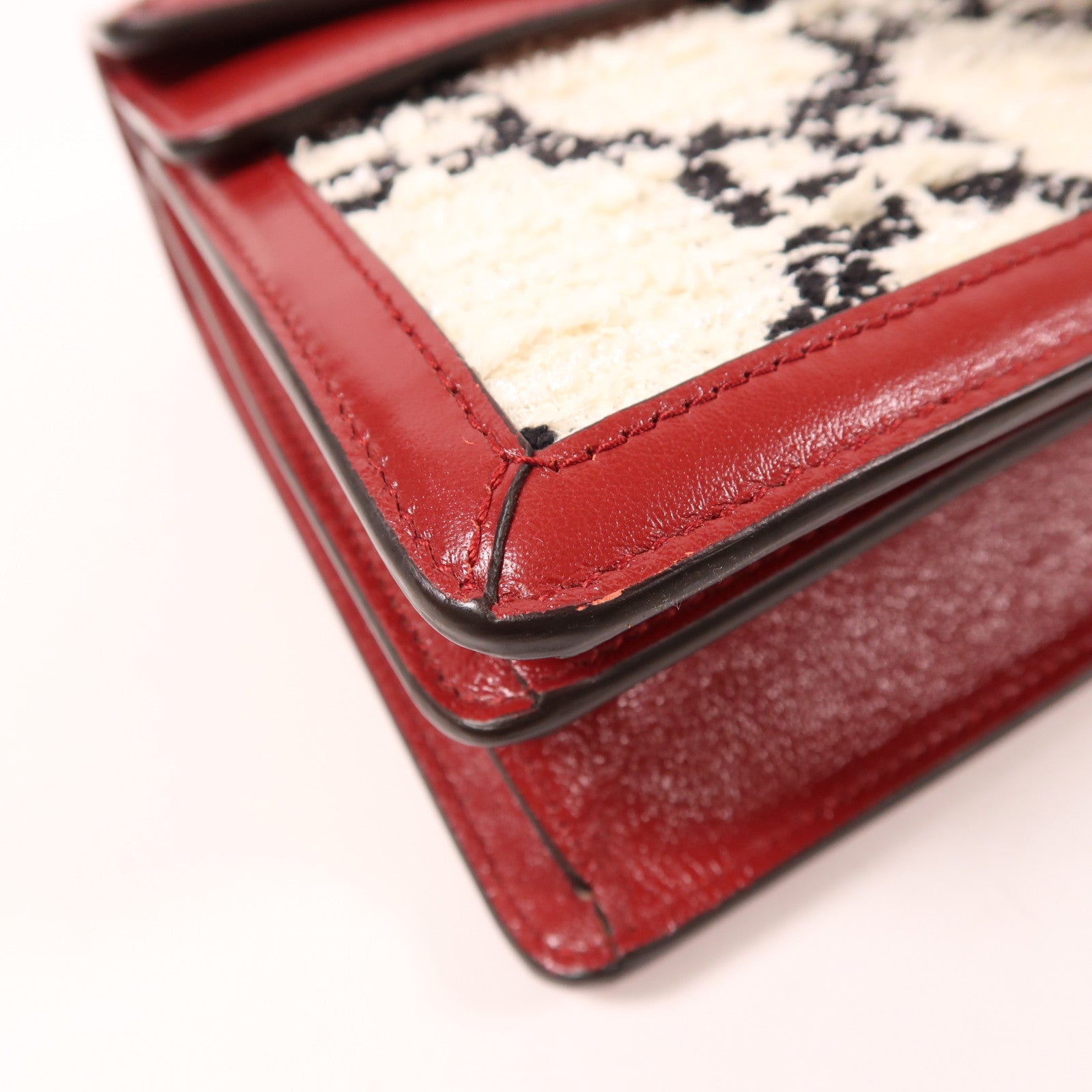 GUCCI Tweed/牛皮皮革Dionysus銀扣鏈帶肩背袋